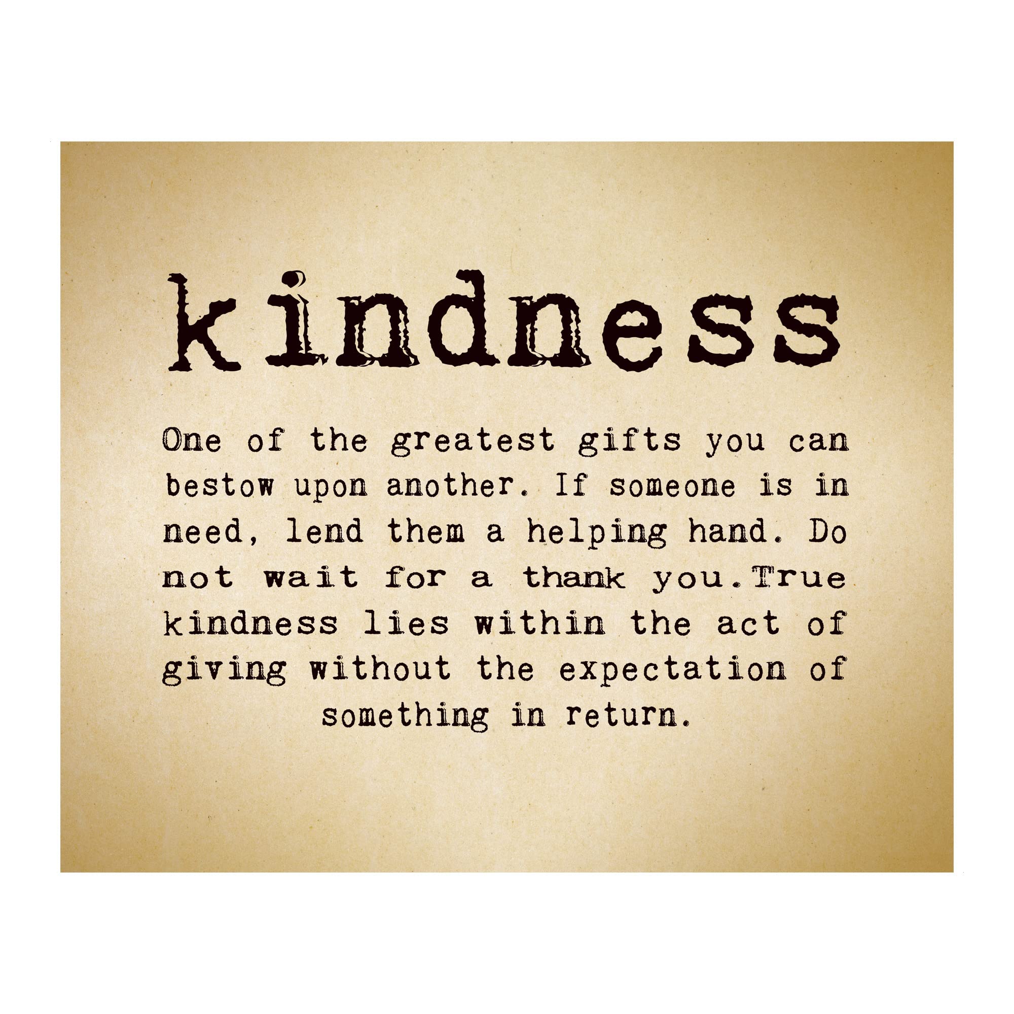 "Kindness, Greatest Gift" Inspirational Wall Art Print - 10x8" Quote Print For Living Room Wall Decor, & Classroom Door Decorations, & Home Decor. Unframed