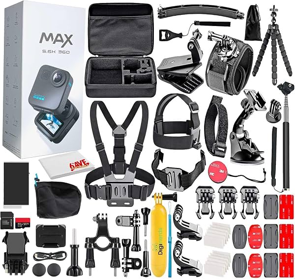 GoPro MAX 360 (2025) Cámara de acción a prueba de agua con video HD y kit de accesorios de 50 piezas | Video esférico de doble lente 5.6K, sistema de montaje 1/4-20 para vlogging y creación de contenido VR
