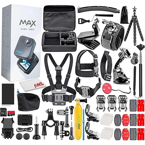 GoPro MAX 360 (2025) HD Video Waterproof Action Camera - with 50 Piece Accessory Kit | Dual-Lens 5.6K Spherical Video, 1/4-20 Mounting System Vlogging and VR Content Creation