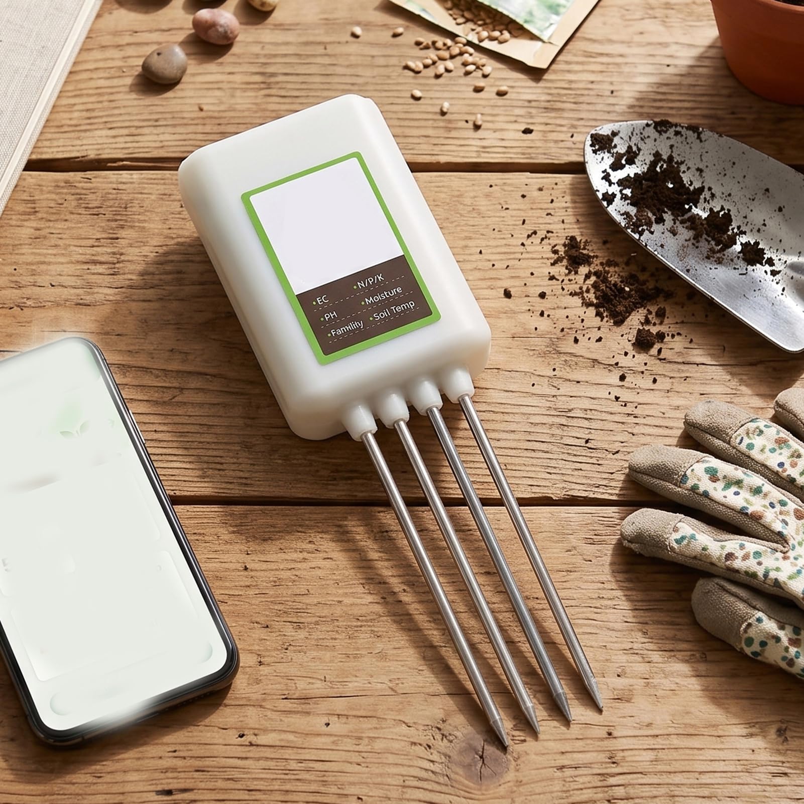Medidor de Suelo USB, Sensor de Suelo 8 en 1 NPK PH EC ABS | Monitor de temperatura con exportación en app, ideal para invernadero y jardín para Jardín, Huerto, Agricultura