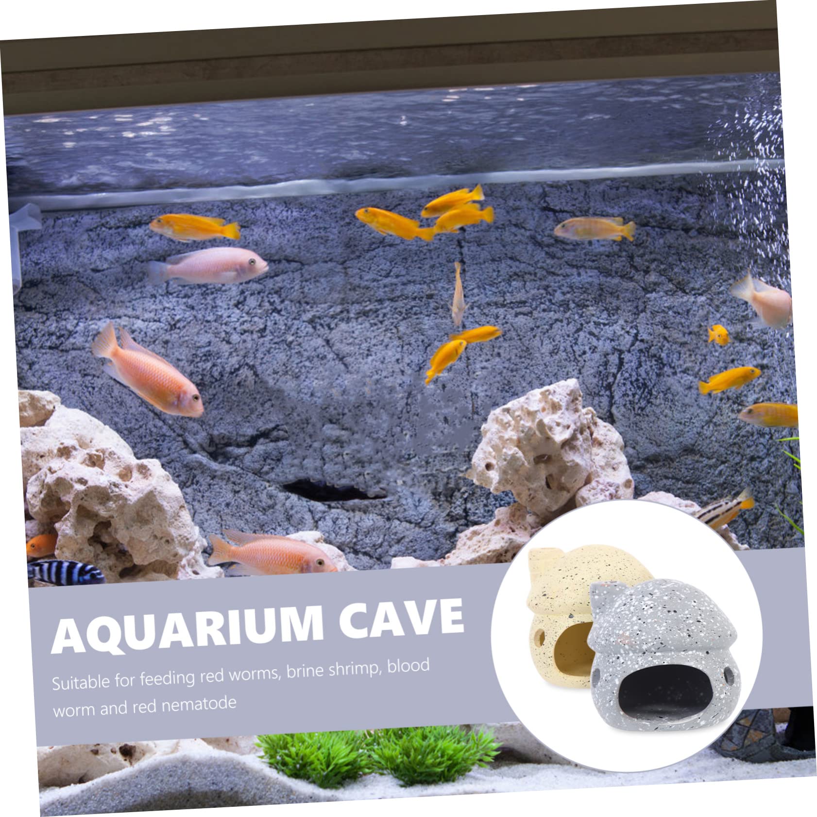 POPETPOP 3 Juegos Olla De Barro del Tanque De Peces Adornos Paisajismo Cueva De Peces Decoración Pecera Decoración De Pecera Peceras Olla De Barro De Pescado Cueva del Acuario 2 Piezas * 3
