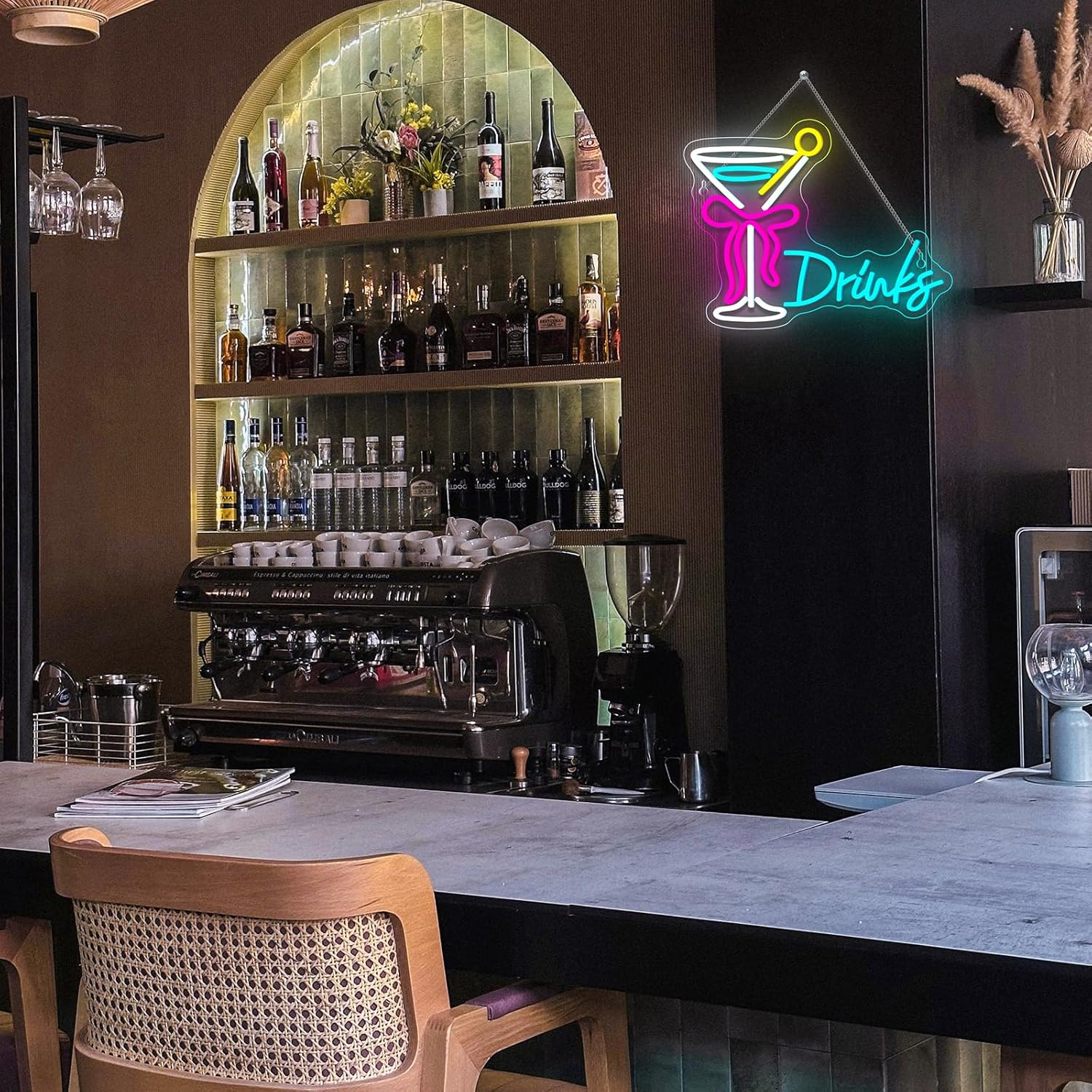 Drink Bow Cocktail Glass Neon Sign LED Neon Light Up Sign for Wall Home Decor Bedroom Business Club Party Bars Shop USB Powered Really Pretty Neon Decor - Image 8