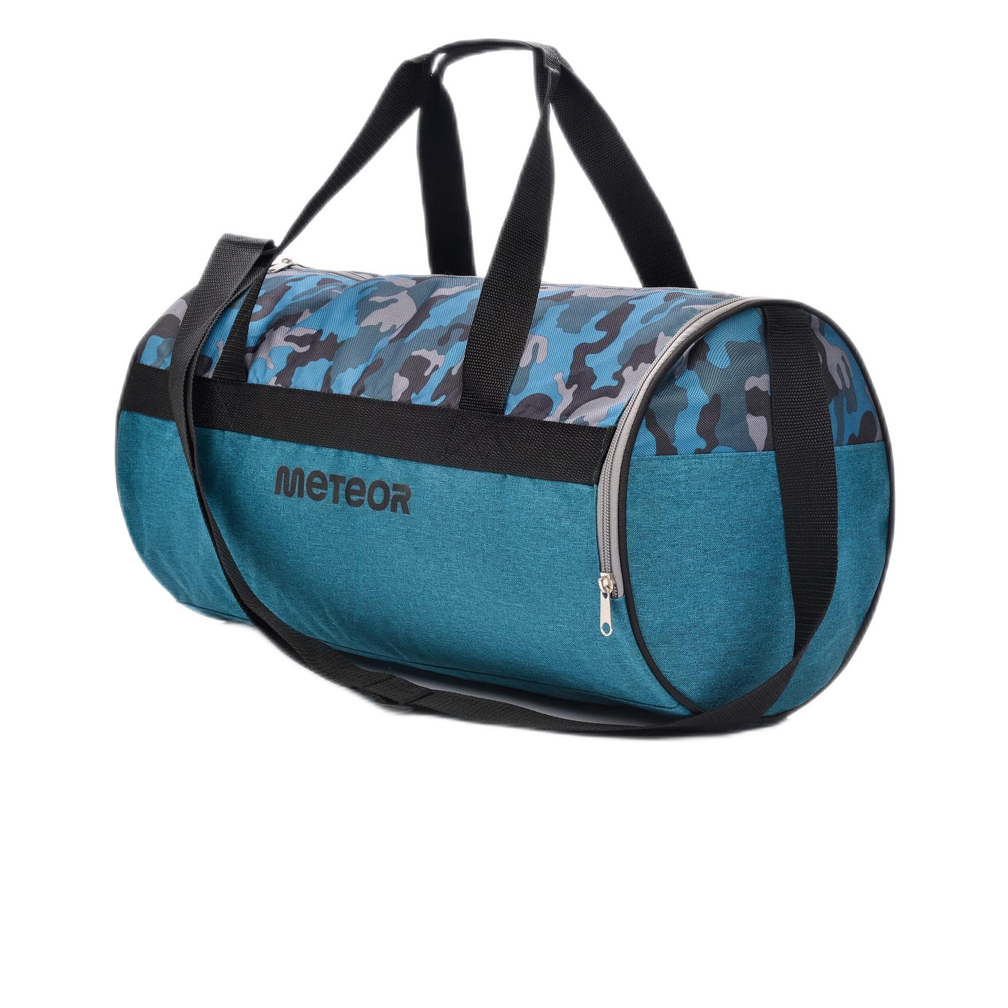 meteor Sac de sport rond à bandoulière pour enfant et adulte, 25 L, pour la piscine, la salle de sport, les voyages, les vacances, l’école, camouflage, 25 l