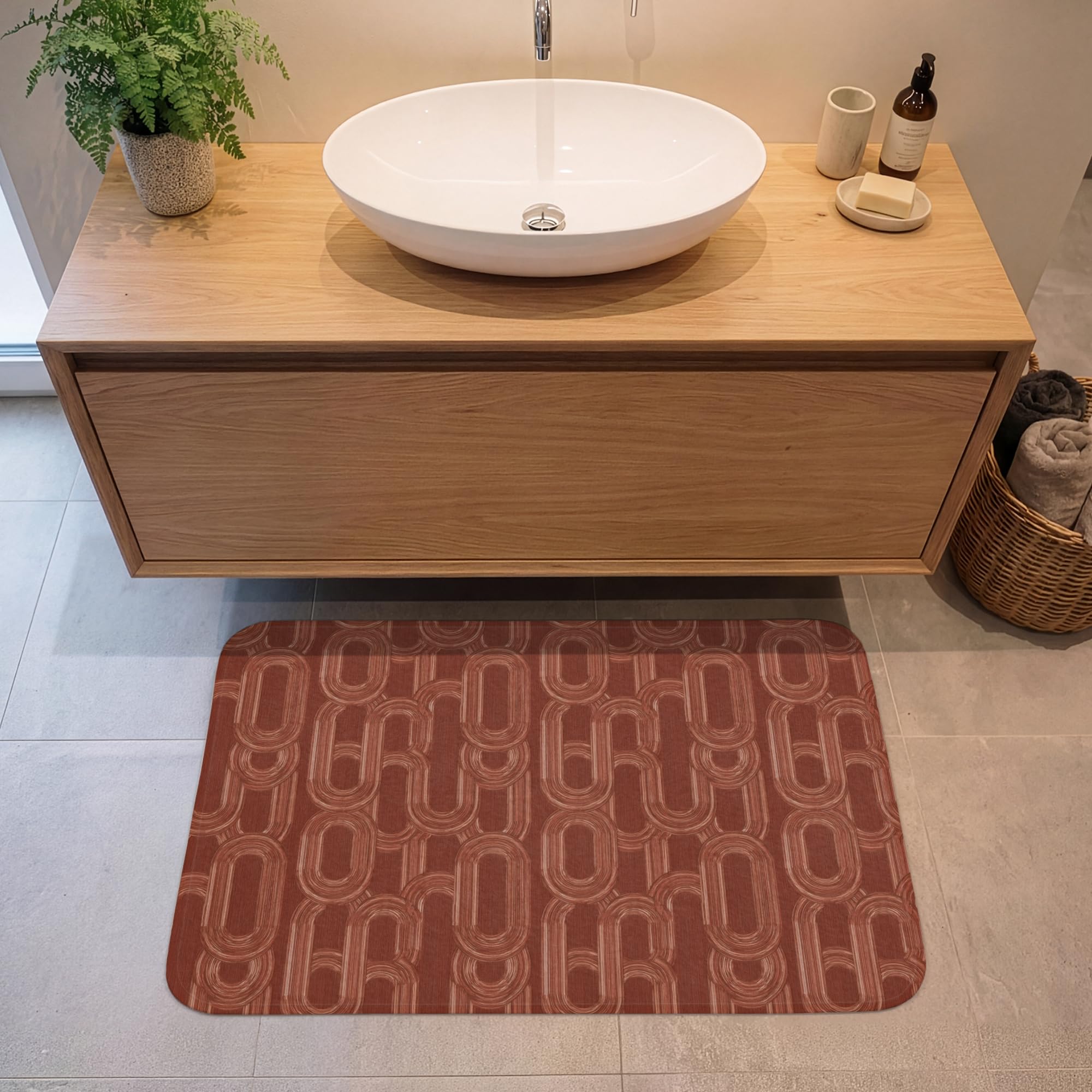Alfombras Baño Rectangular 90x60 cm Alfombra Ducha Lavable Tapete Bath Mat Non Slip Antideslizante Bathroom Decoracion Shower Abstracto - Textura - Marrón