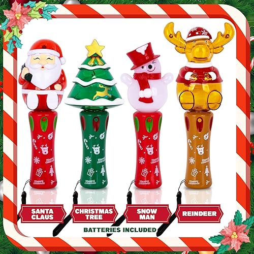 Miniatura 3 de ArtCreativity Varitas giratorias navideñas iluminadas  Juego de 4 varitas de Navidad giratorias para niños con LED multicolor  4 diseños festivos
