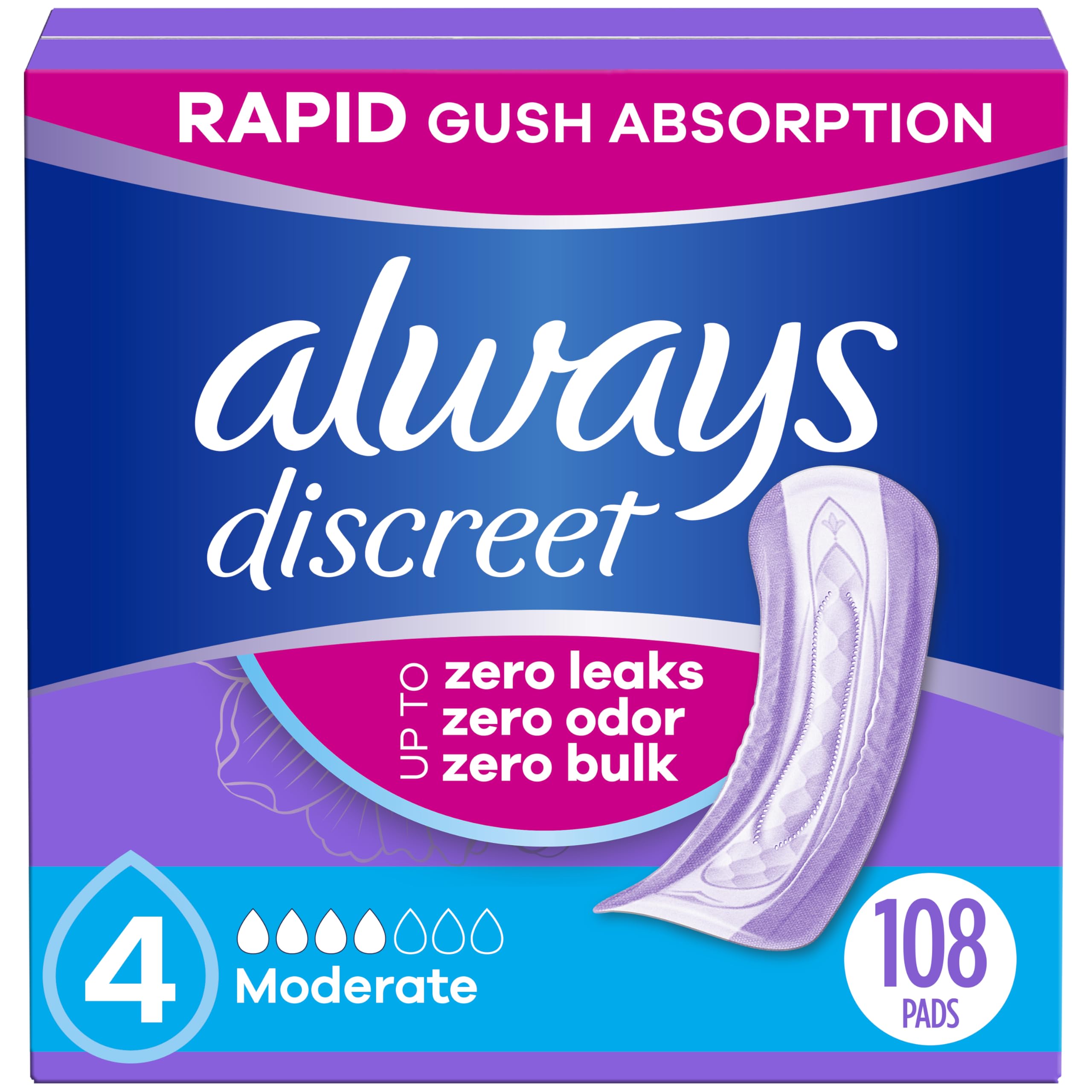Always Discreet Adult Incontinence Pads for Women