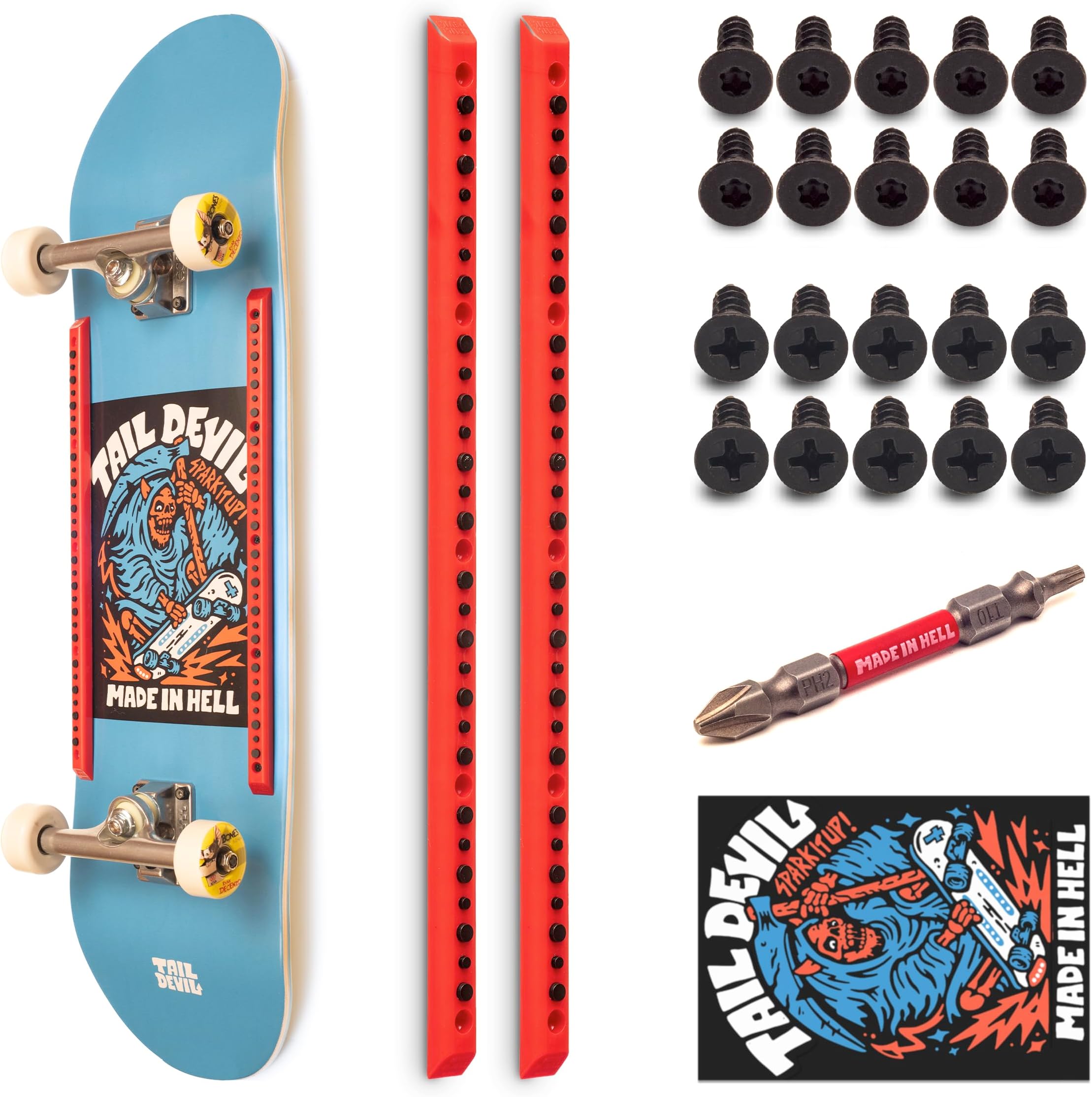 Rail Devils Sparking Skateboard Rails by Tail Devil | Skateboarding Deck Rails with Infused Flints for Sparks | Cool Spark Effect During Boardslides | Ultimate Skateboarder's Accessory