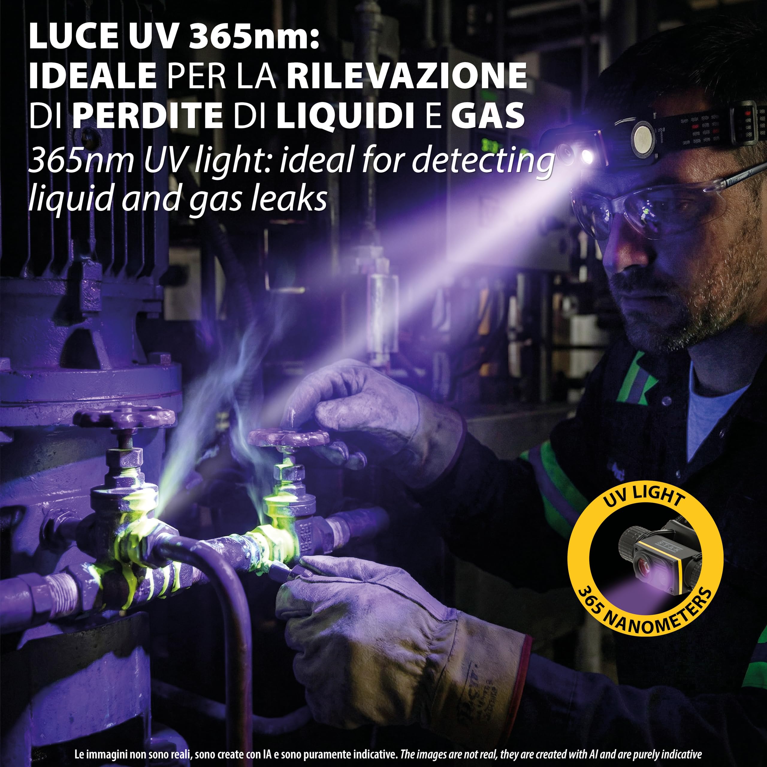 Akumulatorowa latarka czołowa LED 15 W z akumulatorem 2200 mAh, wodoodporna IPX7, z białym światłem o mocy 1500 lm i światłem UV o długości fali 365 nm, 10-godzinna żywotność baterii. Idealna do prac