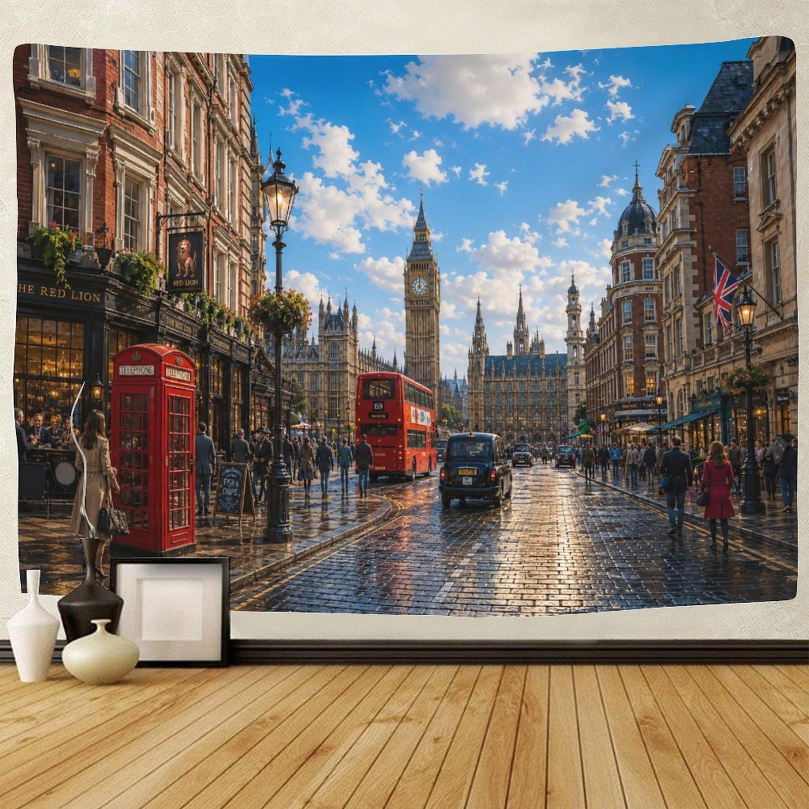 GPMNBCXZK London Big Ben Street View Wall Hanging Decor 3D Print Tapestry for Bedroom Tapestries Poster Curtain Bedroom College Dorm 130cmx150cm
