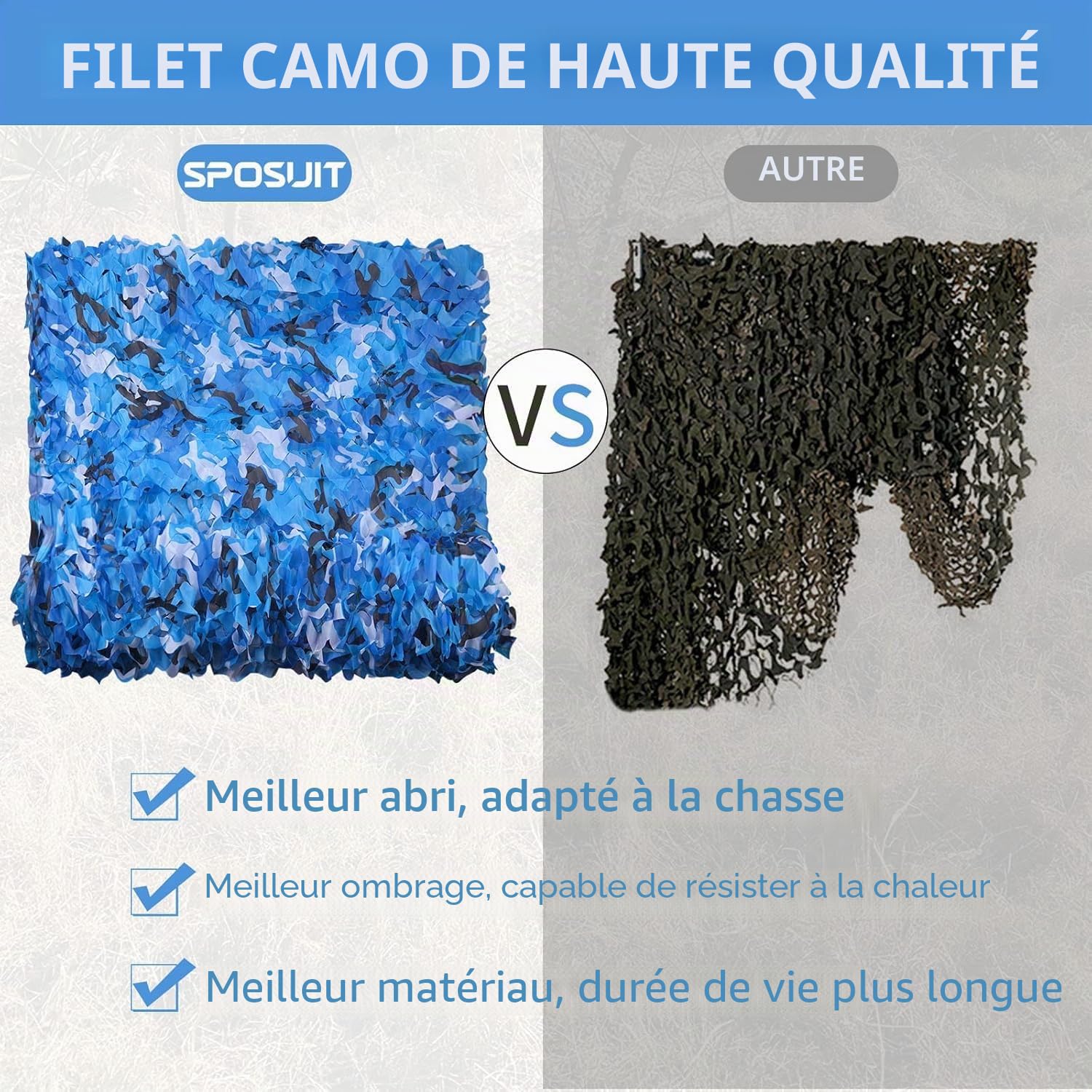 NEWFUN Filet de Camouflage Militaire, 5 x 4 M, Filet de Camouflage pour la Chasse, Le Camping, Les Forêts, Les Jardins et Autres Scènes, Filet de Camouflage Militaire