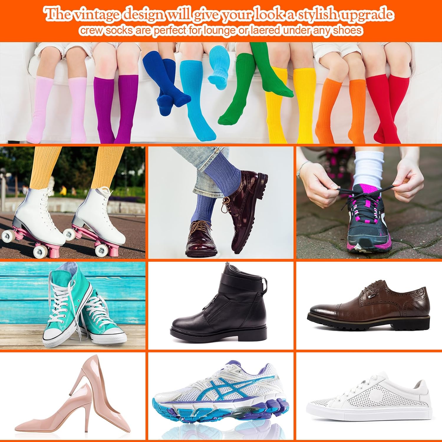 Suhine 32 Pairs Women's Scrunch Slouch Socks Bulk, Crew Slouch Socks for Women Extra Long Soft Scrunch Knee High Sock for Christmas Daily Activities Valentine Parties Birthday Gifts, 32 Colors - Image 5