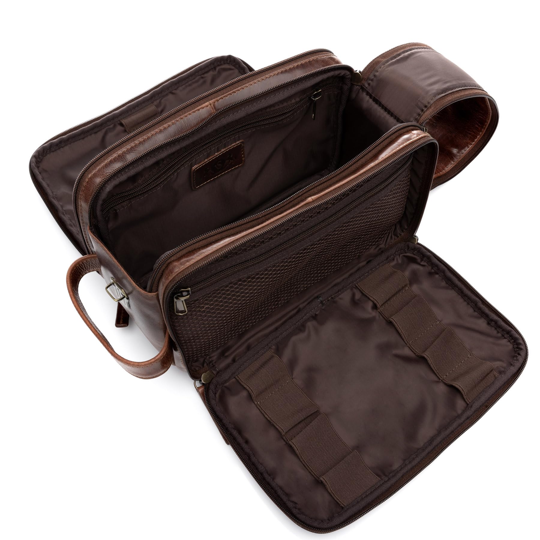 SID & VAIN Trousse de Toilette Cuir véritable Louis nécessaire de Voyage pour Hommes et Femmes Trousse de Maquillage Marron