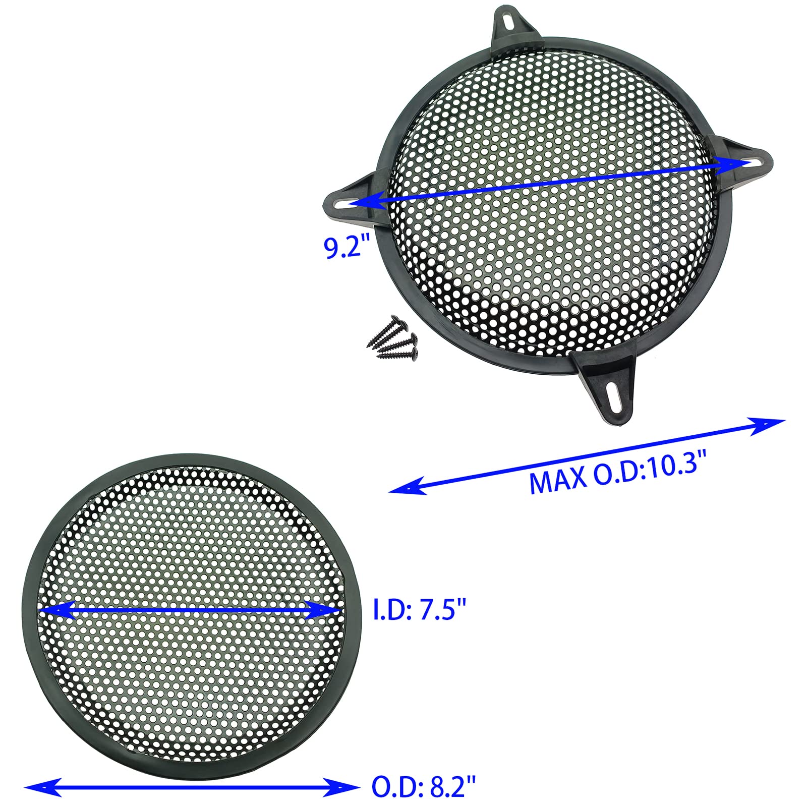 MACHSWON 2 Stücke Auto Universal Audio Lautsprecher Subwoofer Metall Waffel Grill Abdeckung Protector Mit Gummi Rand Und Clips 10 Zoll