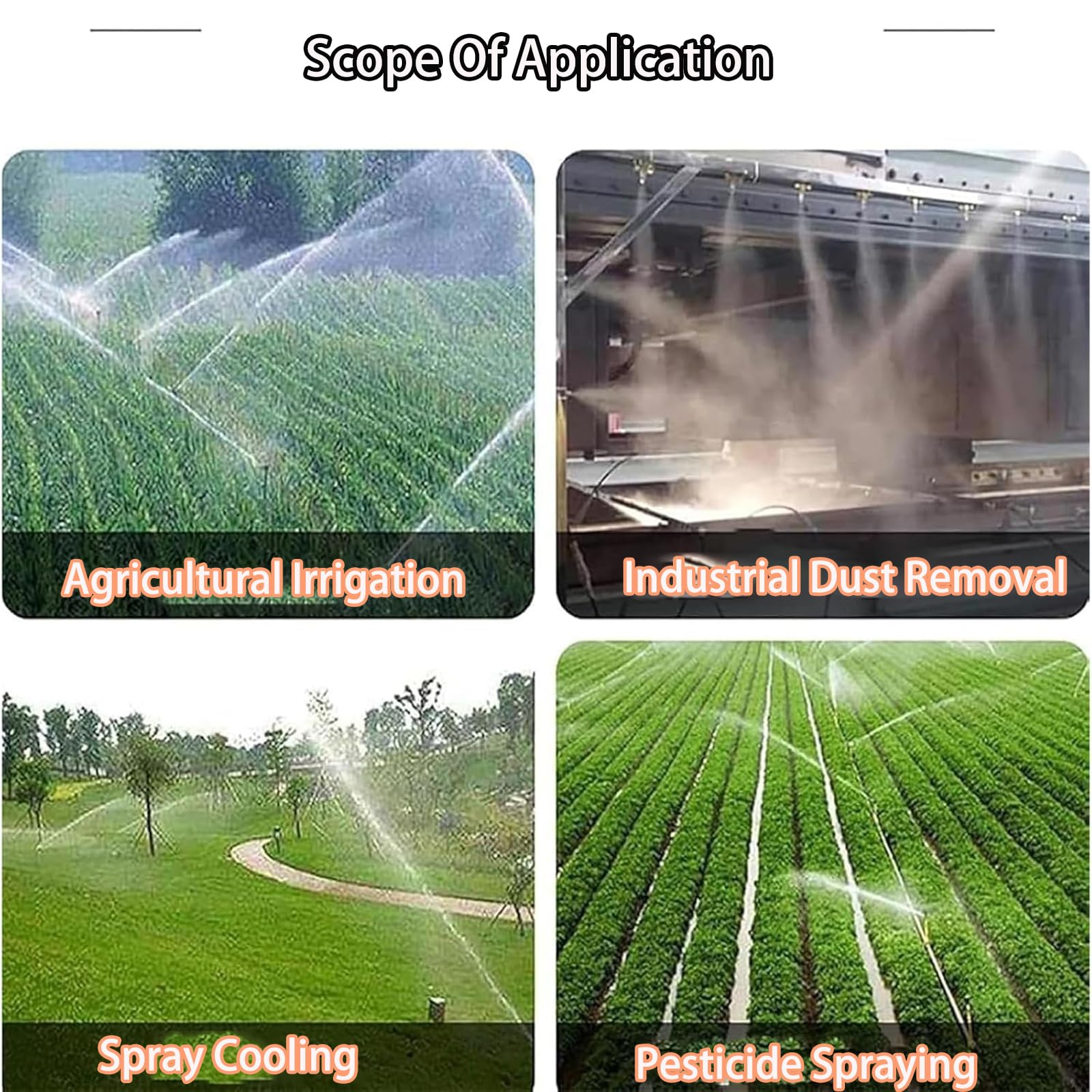Aspersor de impacto con manómetro, elevación ajustable 0-48°, rango 50-110m, boquilla de 16-22 mm, para riego de jardín de césped de granja