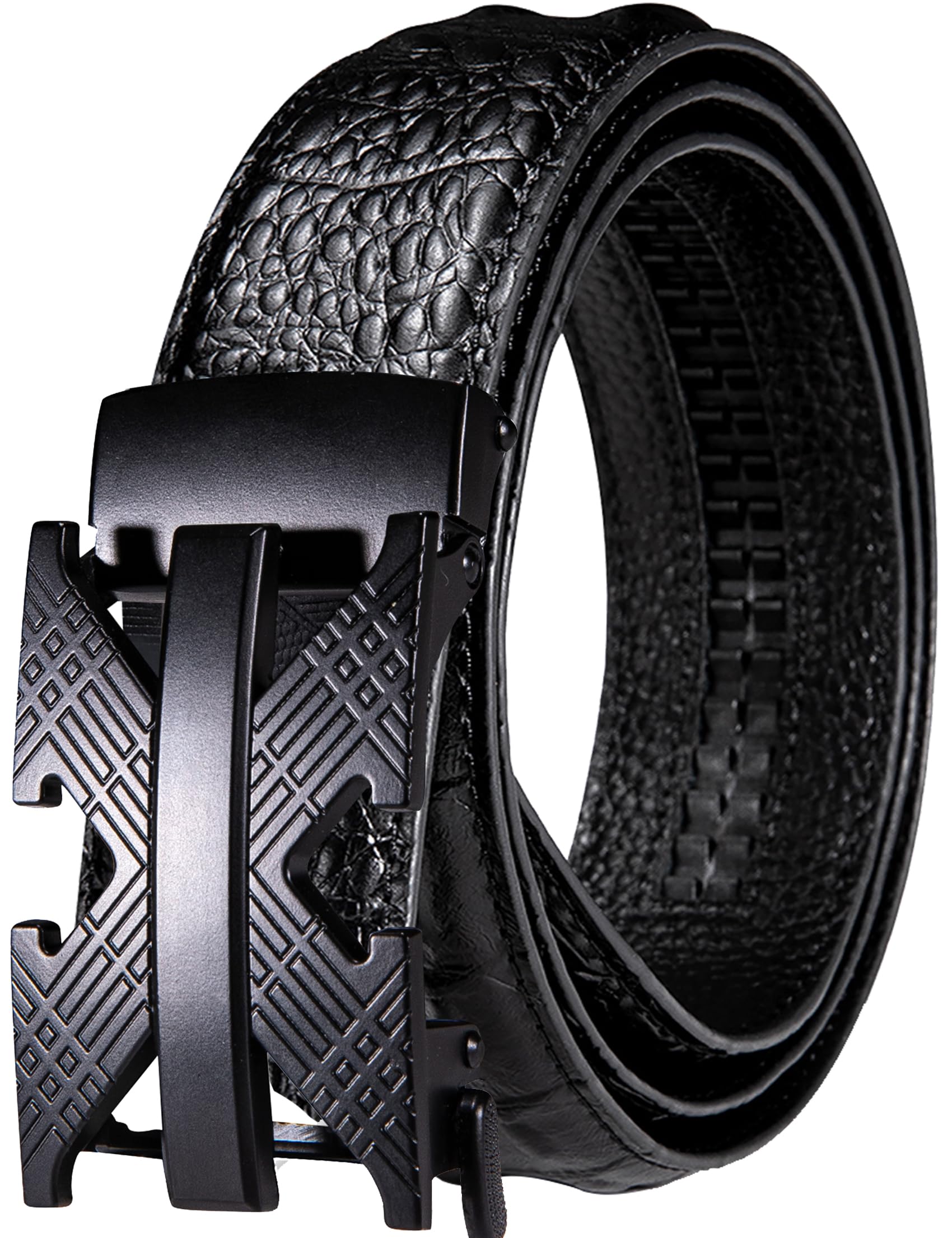 Men's Ratchet Leather Belt 1 3/8" Adjustable Buckle Slide Click Casual Dress Golf Jeans Business Classic