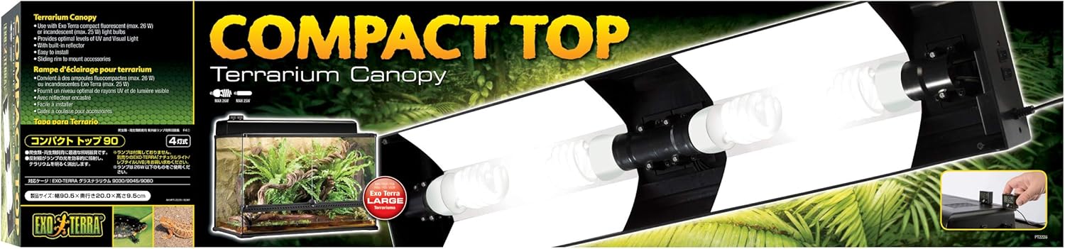 GEX EXOTERRA コンパクトトップ90(4灯式) PT2228 W90cmグラステラリウム用 爬虫類用UVB照明器具 W90