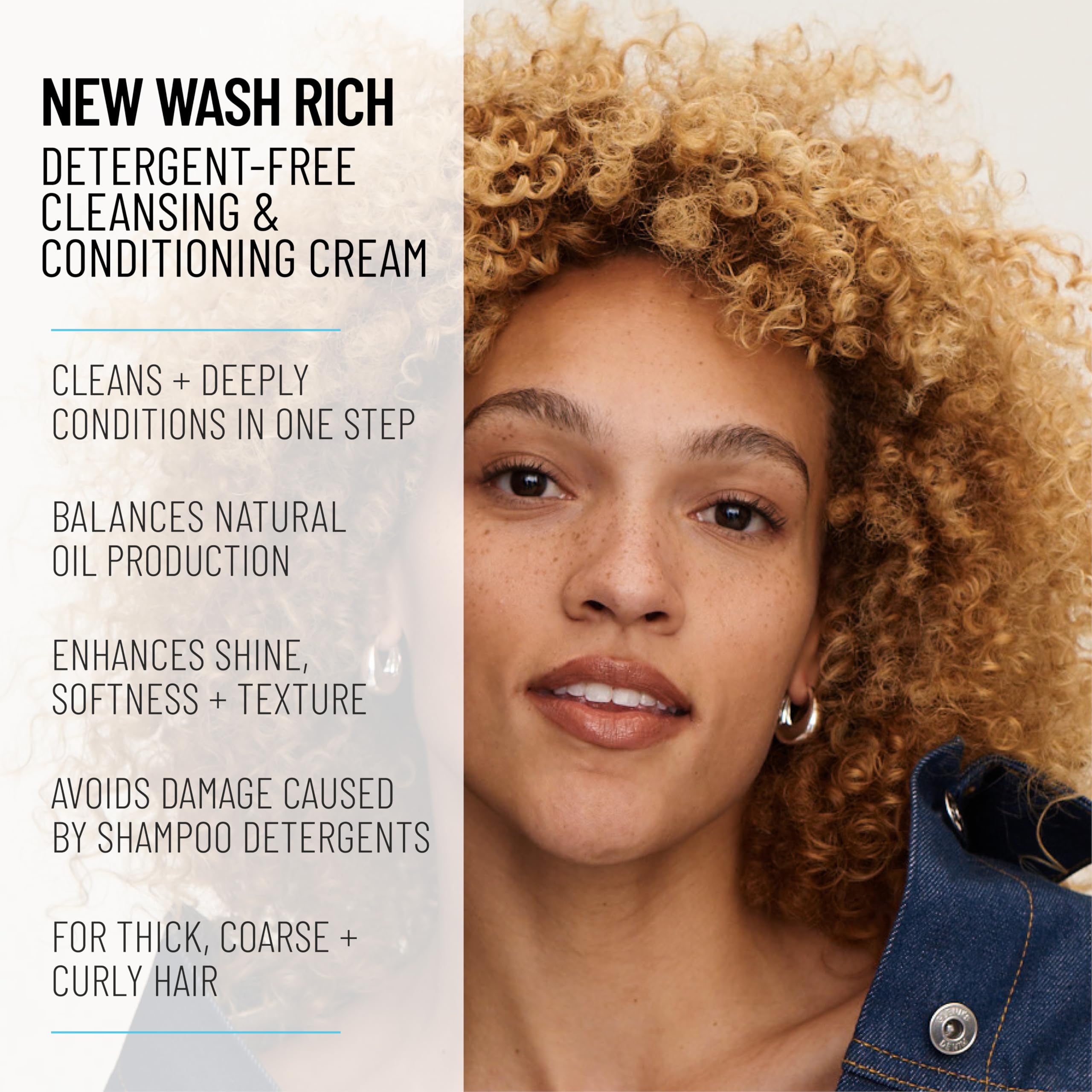 Hairstory New Wash Rich, crème nettoyante ultra-hydratante pour cheveux secs et épais, alternative au shampooing et à l'après-shampooing, restaure douceur et brillance, 590 ml