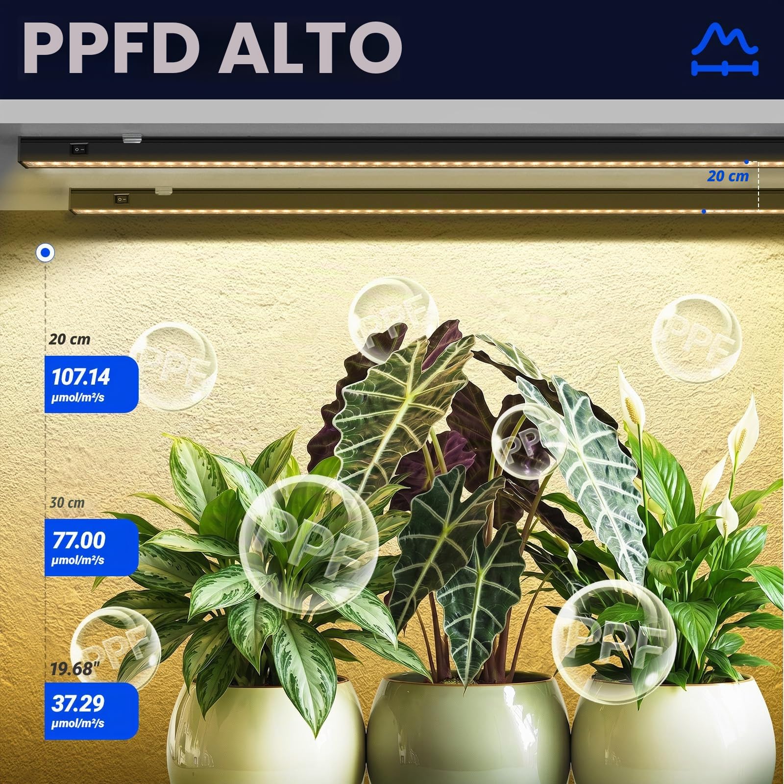 Barrina - Luces de cultivo de plantas T5 para cultivo en interiores, tiras de luz de crecimiento de espectro completo de 2 pies 80 W (8 x 10 W) con cubierta negra con interruptor, instalación