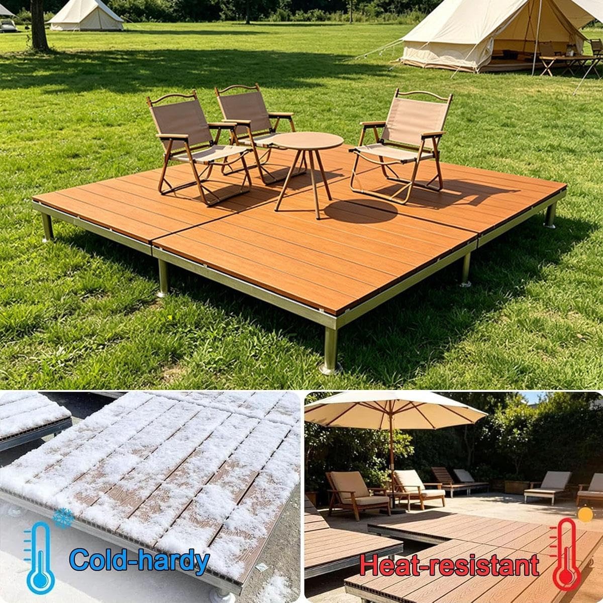 Plateforme Surélevée Réglable, Dalles de Terrasse Modulaire en Composite