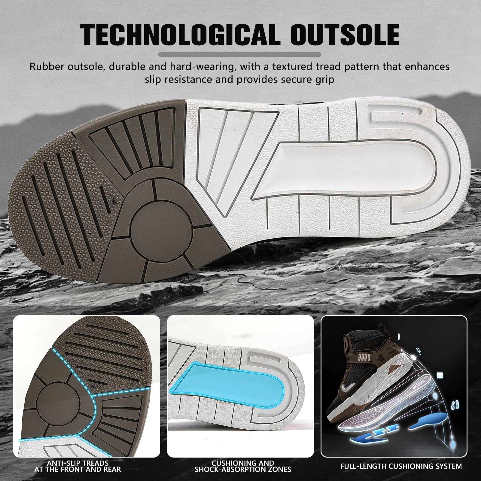 Botas de Moto para Hombre de Cuero con Cremallera Lateral