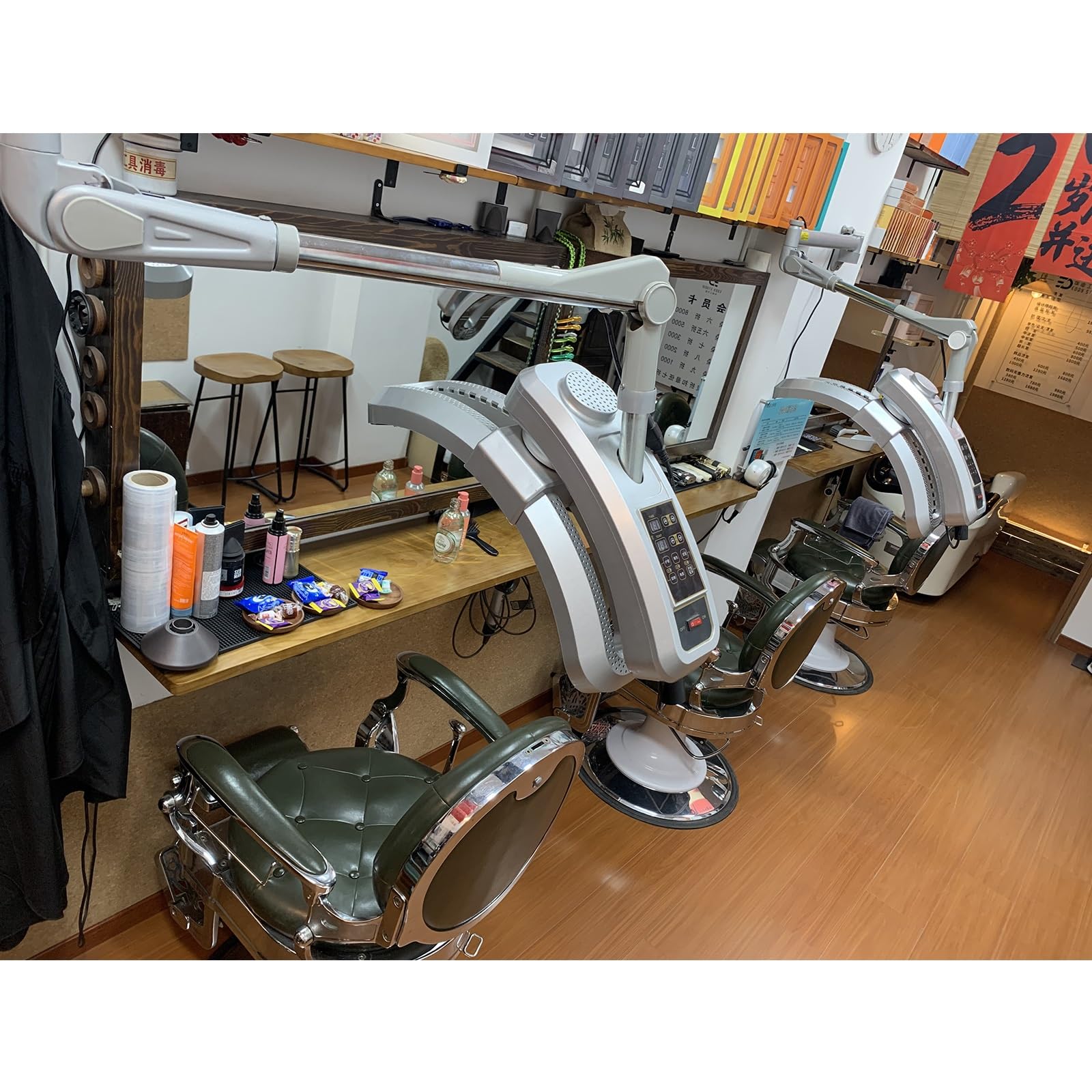 Wall Mount Hooded Hair Dryer for Salon, Professional Hair Color Processor, Temperature & Hood Angle Adjustable(Silver)