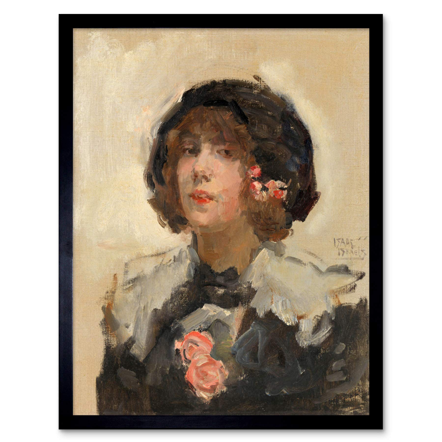 Artery8 Isaac Israels Portrait Of A Woman Painting Art Print Framed Poster Wall Decor 12x16 inch