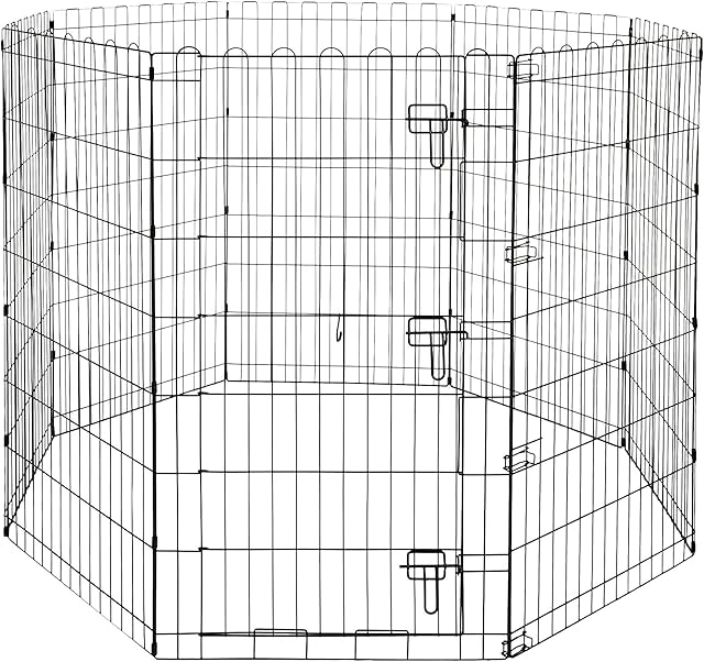 Amazon Basics Foldable Metal Dog and Pet Exercise Playpen - With door - 42-inch (107-cm)