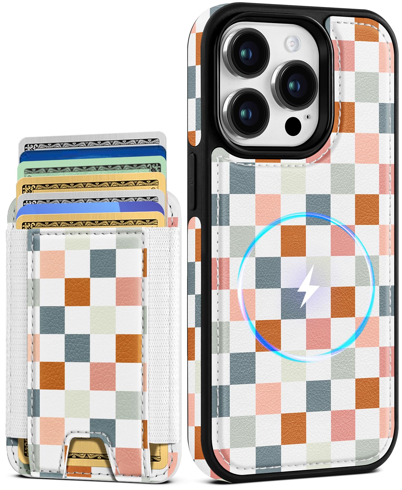 Shorogyt for iPhone 15 Pro Max Wallet Case for Women, Checkered