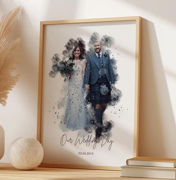 Custom Watercolour Portrait from Your Photo – Personalised Couple, Family, or Friends Print | Wedding, Anniversary, Engagement, or Friendship Gift | Handcrafted Digital Art | Framed or Unframed