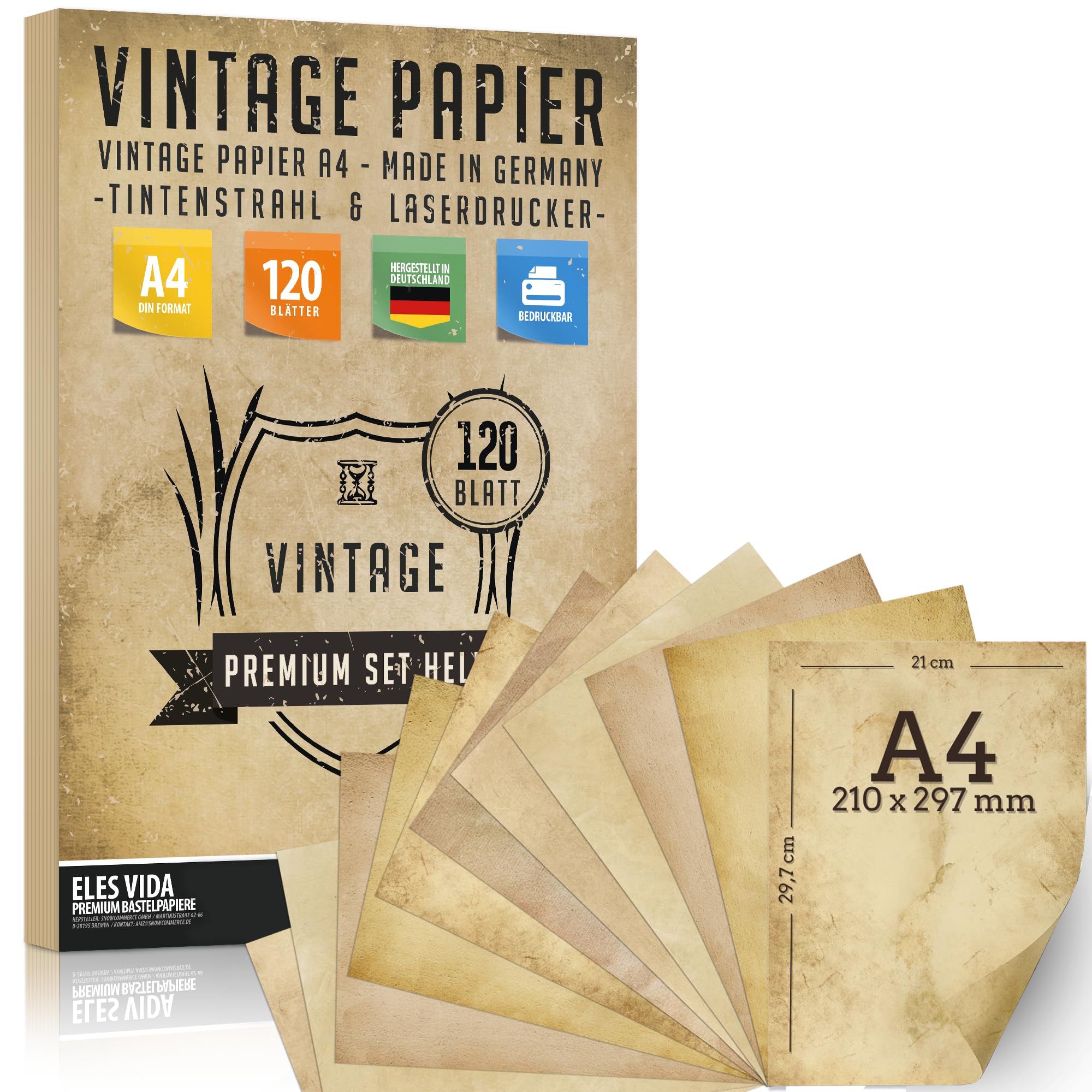 50 Fogli Carta Vintage A4 - Carta Antica Per Scrittura E Stampa - Foto 11