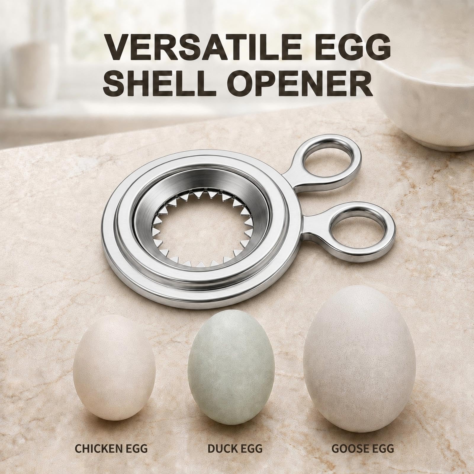 Cortador de Huevos de Acero Inoxidable, Abridor de Cáscara, Corta Huevos Cocidos para Cocina, 3 Piezas