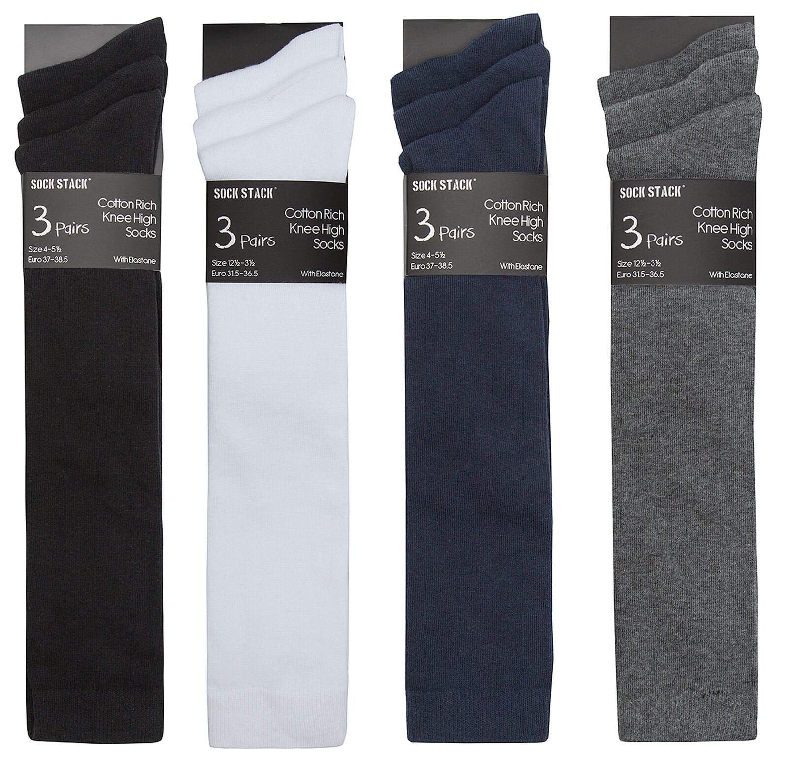 Undercover Women's Black Underciver Lingerie 6 Pairs Knee High Cotton Rich School Socks 6-9 (39-42)