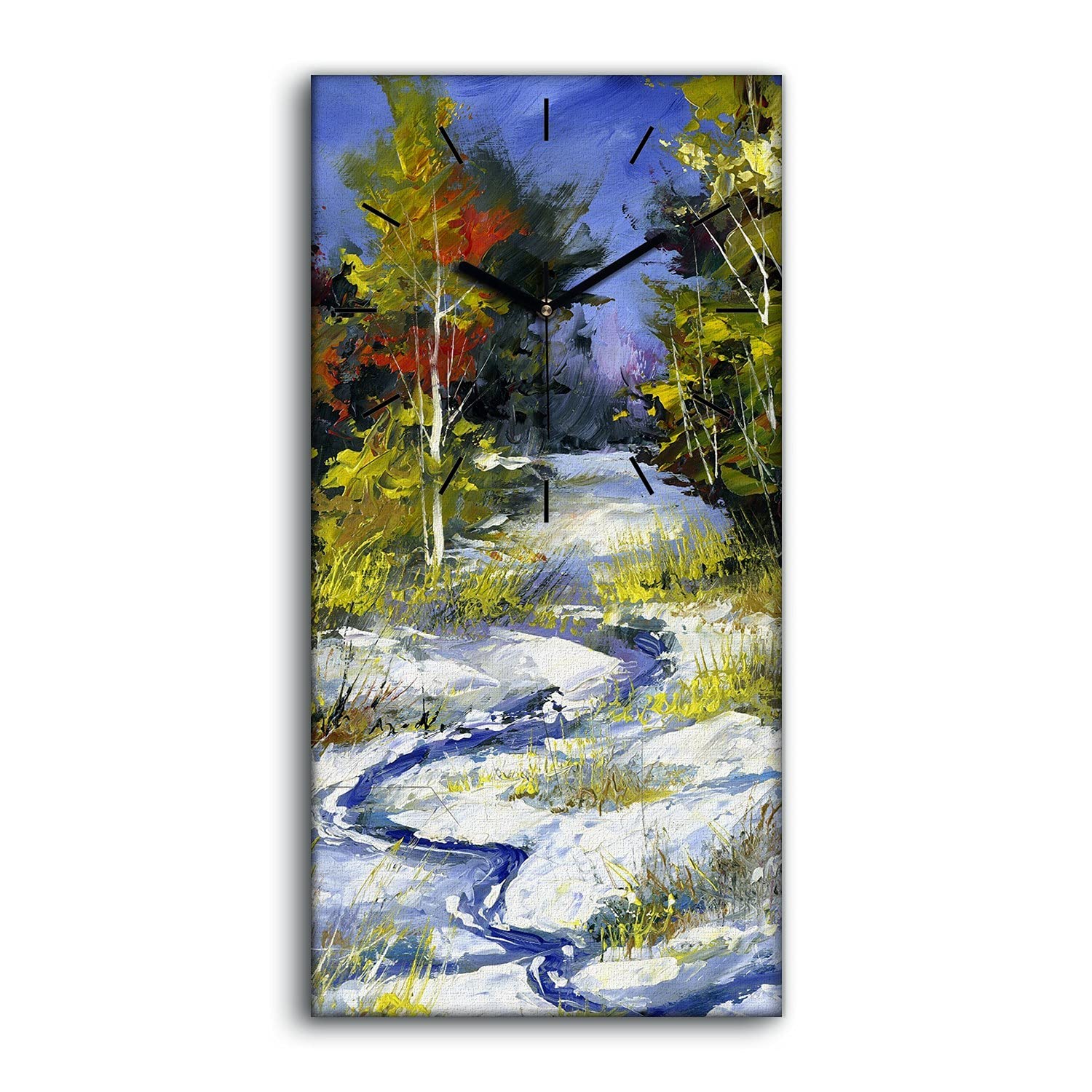 Horloge sur Toile Paysage d'hiver Décoration Murale Chambre Image Moderne 30x60