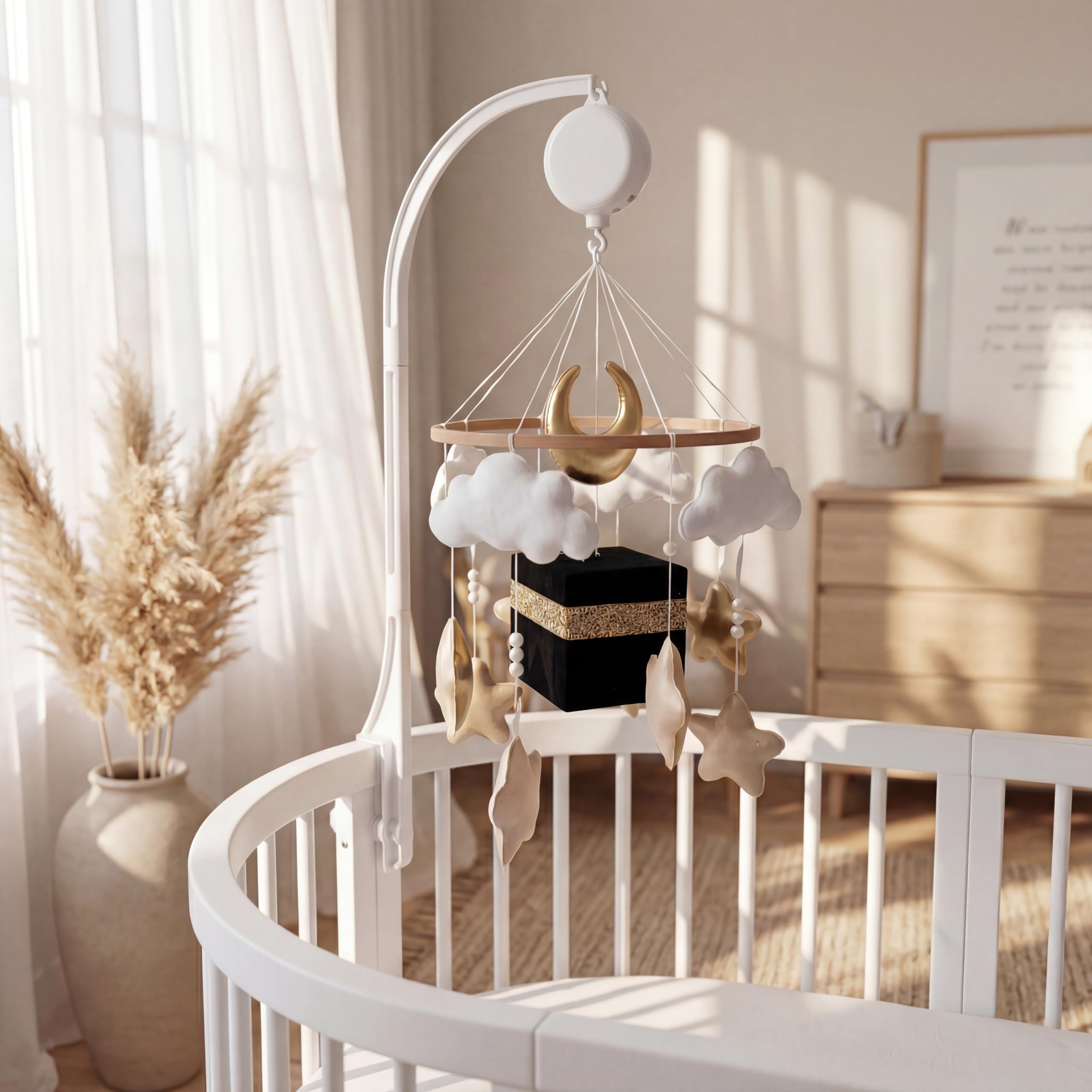 Mobile Musical Bébé avec Sourates du Coran & support – Accessoire pour Berceau ou Lit Bébé – Décoration de Chambre