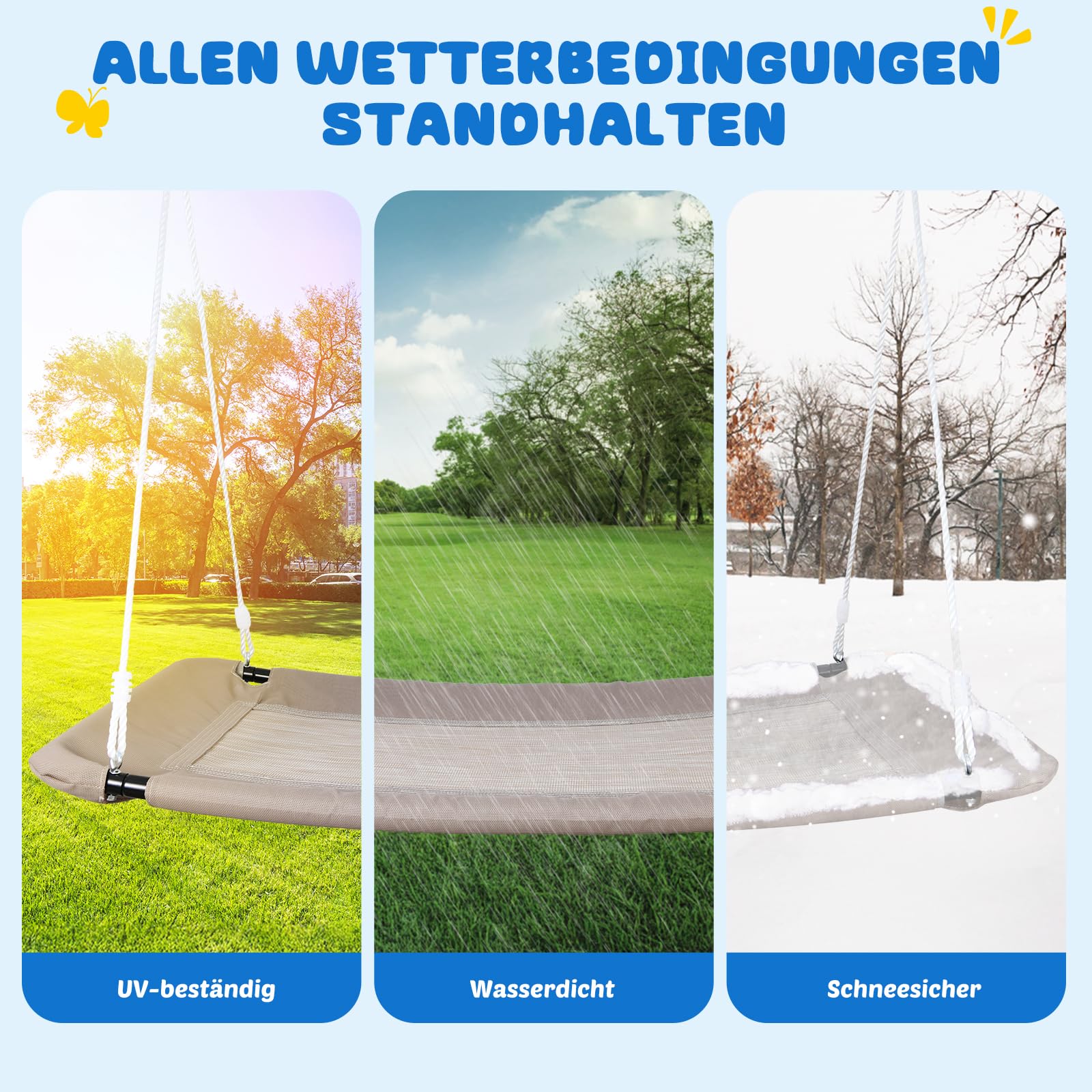Trekassy 320KG Nestschaukel Set 152cm XXL Hängeschaukel Mit 2 Stücke 3 Meter Schaukel Gurten belastbaren 700KG, wasserdichte Baumschaukel Outdoor & Indoor für Mehr Kinder & Erwachsene Sand