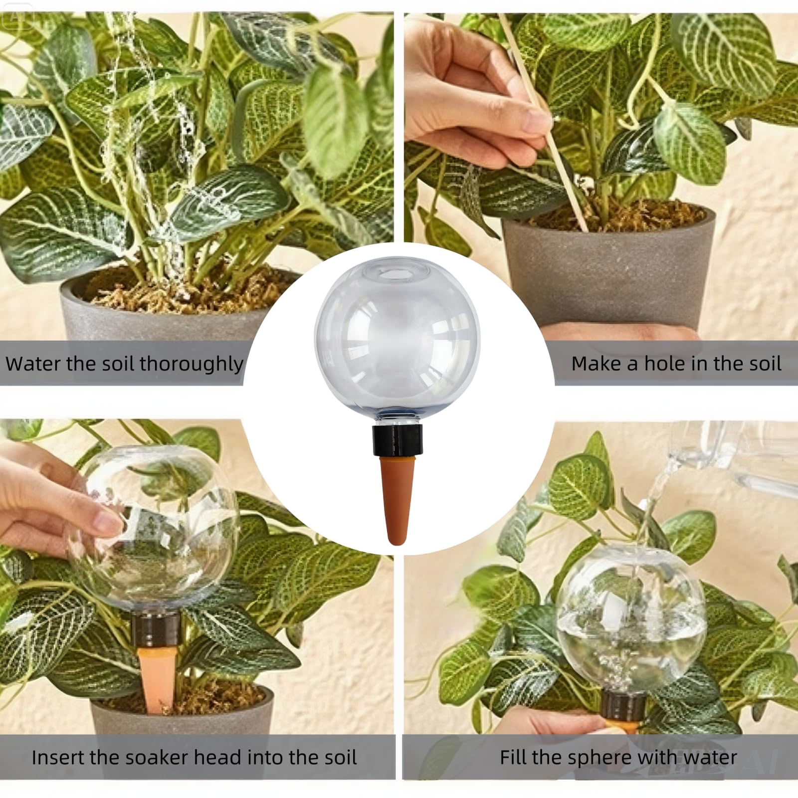 Generisch Bewässerungskugeln für Pflanzen 500ml (8 Stück), Wasserkugeln Für Pflanzen, Transparente Automatische Gießkugeln für Zimmerpflanzen, Balkon & Garten | Ideal für Urlaub, Büro & Alltag