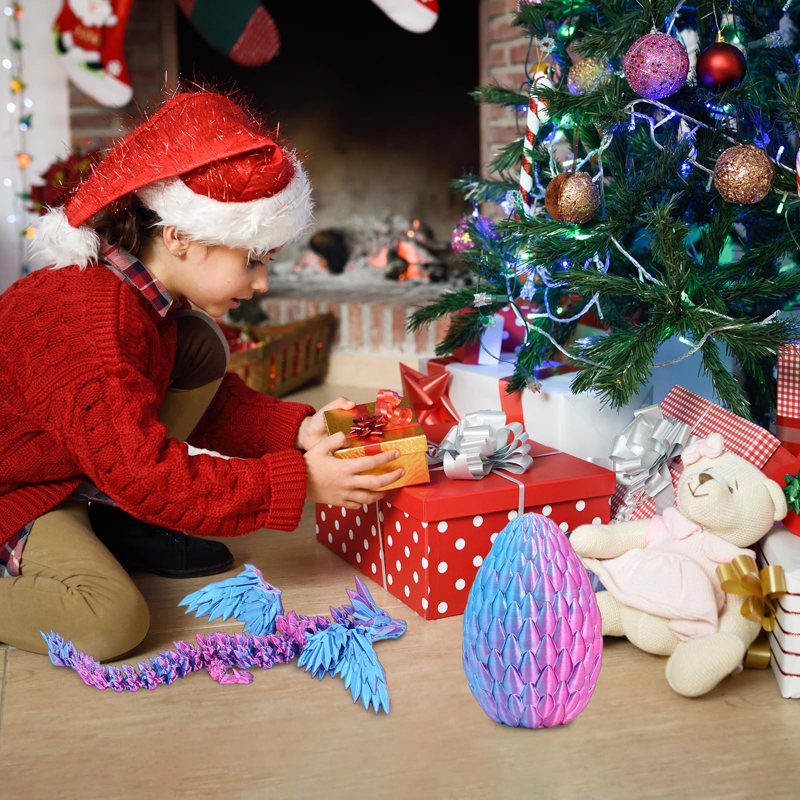 Winged Dragon Inside Surprise Egg Fun Collectible Toy Gift for Kids and Adults, 3D Printed Fantasy Dragon Ideal for Christmas Easter Birthdays and Holiday Decorations (Purple, Medium) - Image 2