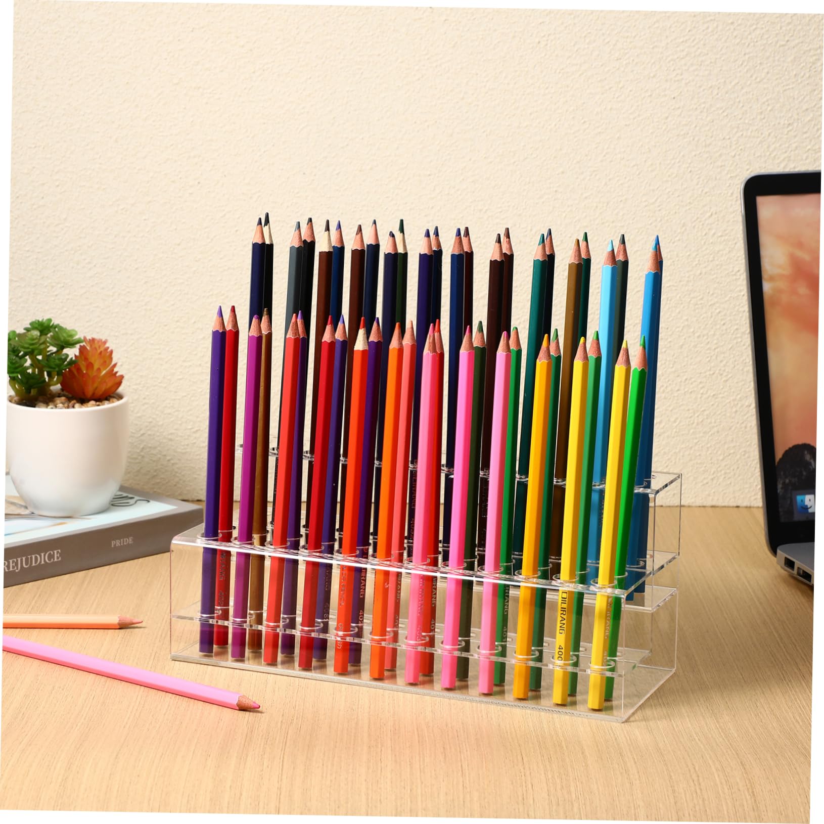 Présentoir à Stylos pour Bureau en Plastique à Fentes Multiples