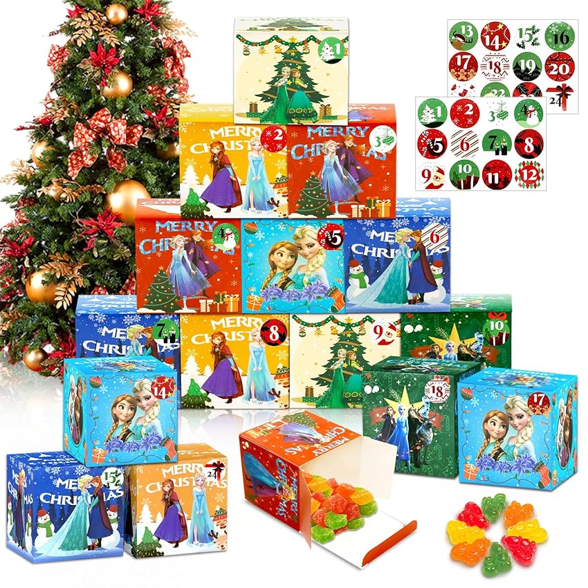Immagine del prodotto 2023 Calendario dell'Avvento Fai da Te Scatole Carta, 24 Scatole Calendario Natale, 24 adesivi digitali + 24 scatole calendario, Calendario Dell'Avvento Fai Da Te per Decorazioni Natalizie