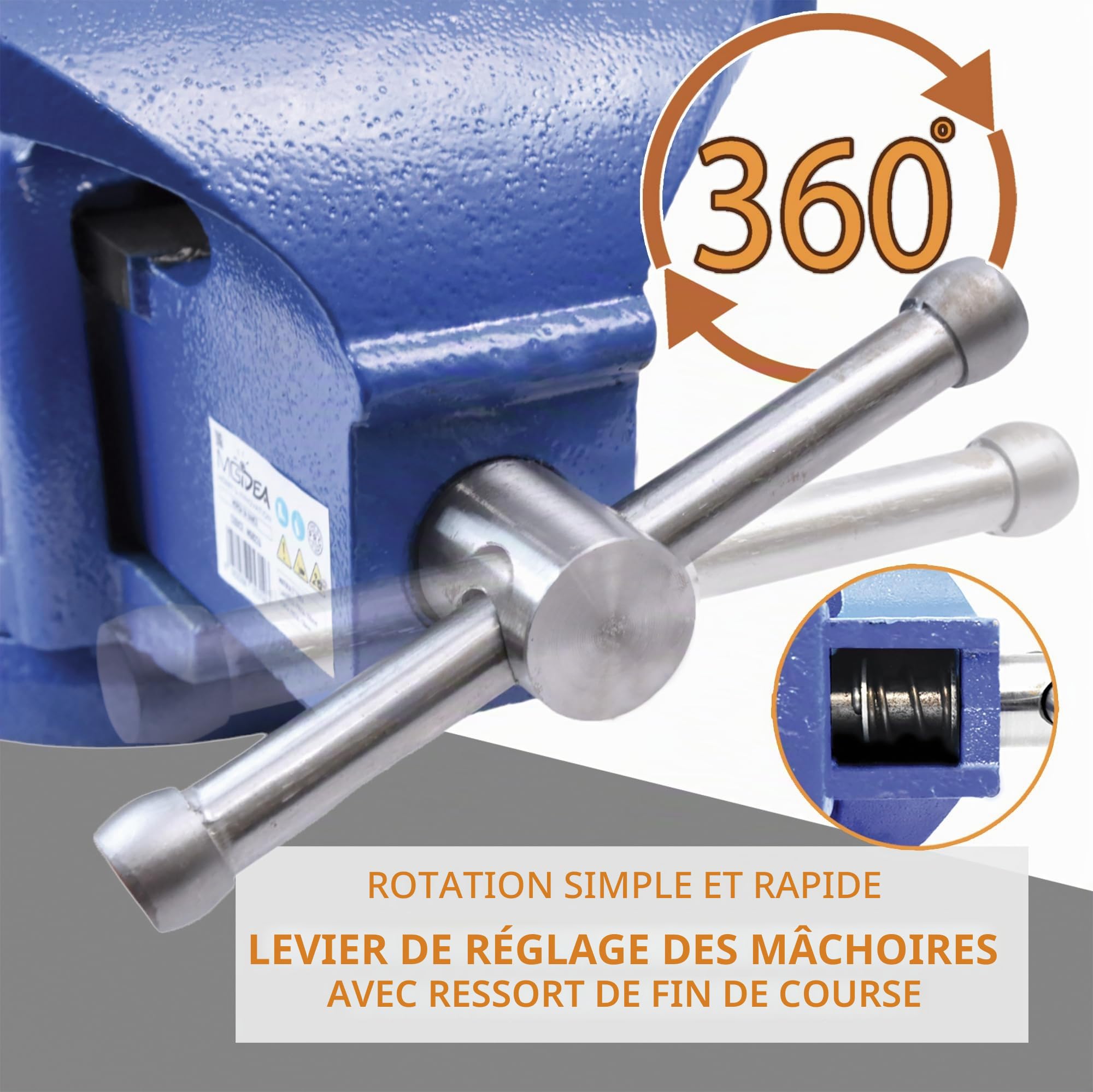 Étau d'établi fonte 200 mm enclume mâchoire mandrin manivelle tubes outil atelier garage