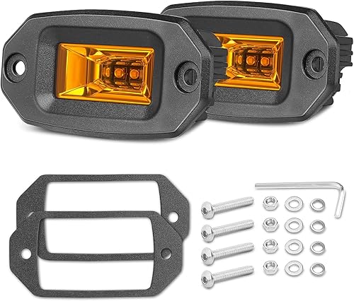 Niwaker - Cápsulas LED de montaje empotrado, color ámbar, 4 pulgadas, 40 W, luces antiniebla LED amarillas, luces de conducción todoterreno, barra