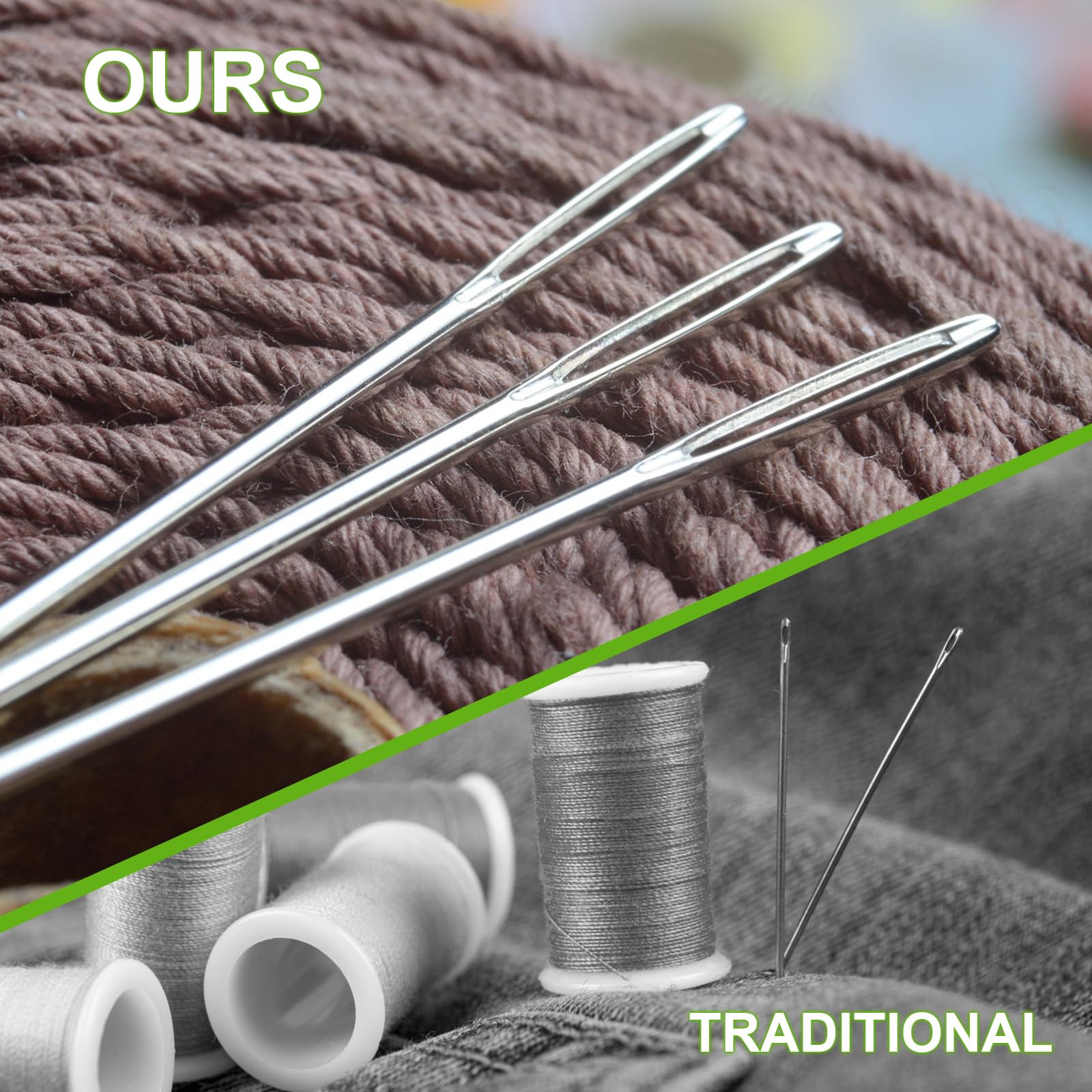 Set Di 20 Aghi Con Cruna Larga Per Cucire Pelle, Cuoio E Lavori Spessi - Con Bottiglia Inclusa - Foto 7