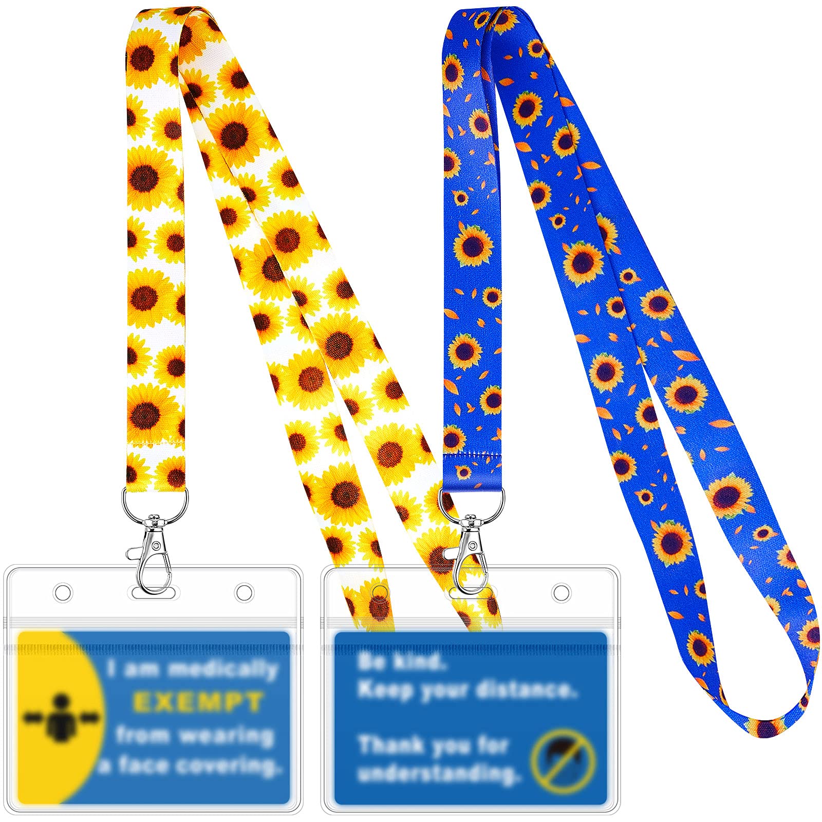 Buy 2 Sets Exemption Card Lanyards Include Neck Lanyard Straps Clear