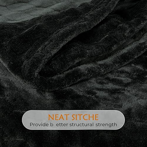 Miniatura 5 de TOONOW Manta de cama de vellón tamaño Queen de 90 x 90 pulgadas, manta de felpa supersuave y mullida con patrón geométrico, acogedora manta de