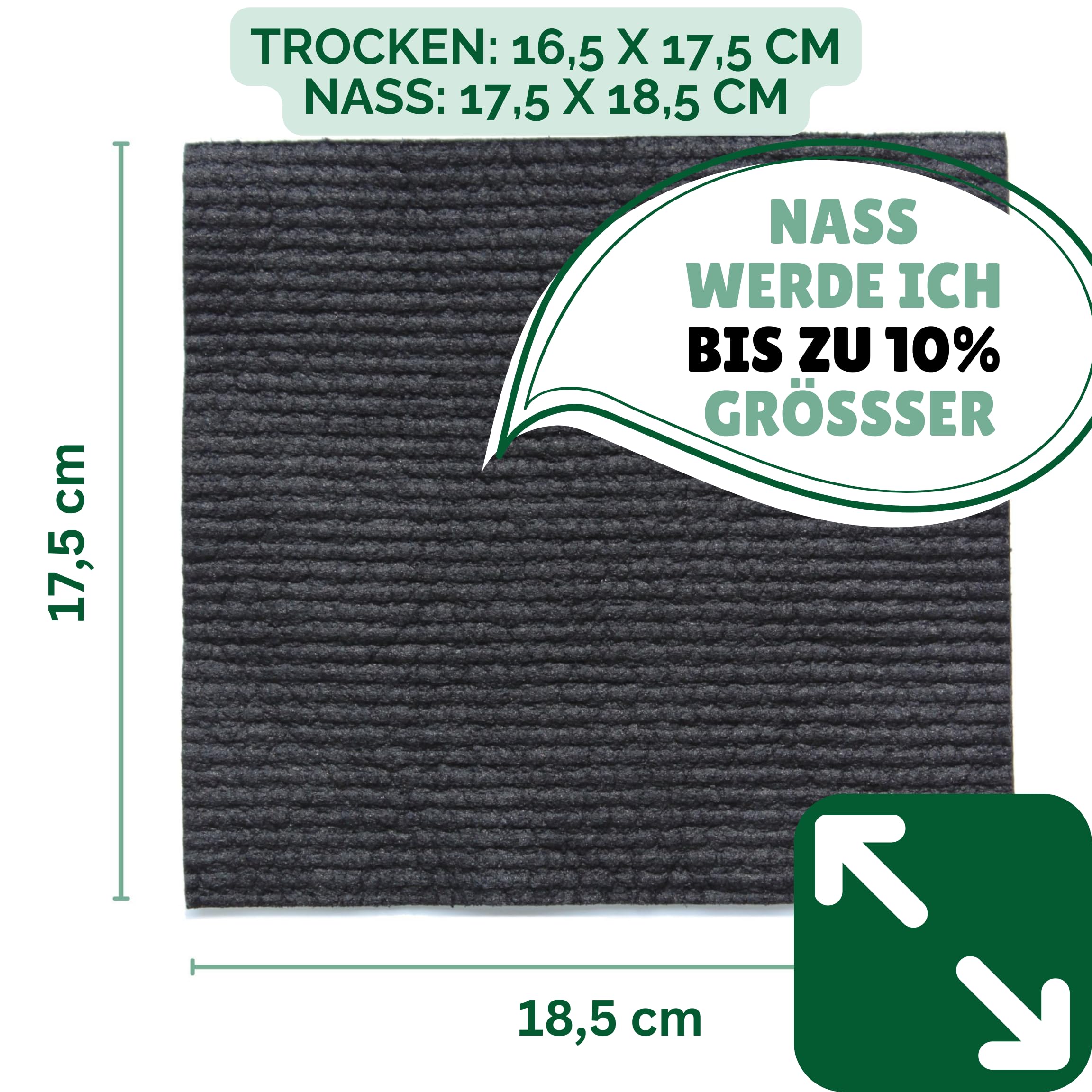 Protea 6er Set ÖKO-Küchentücher & Spültücher kompostierbar - Schwammtücher ökologisch - nachhaltige Reinigungstücher Geschirrtücher - 100% biologisch abbaubar - Made in Germany (Schwarz)