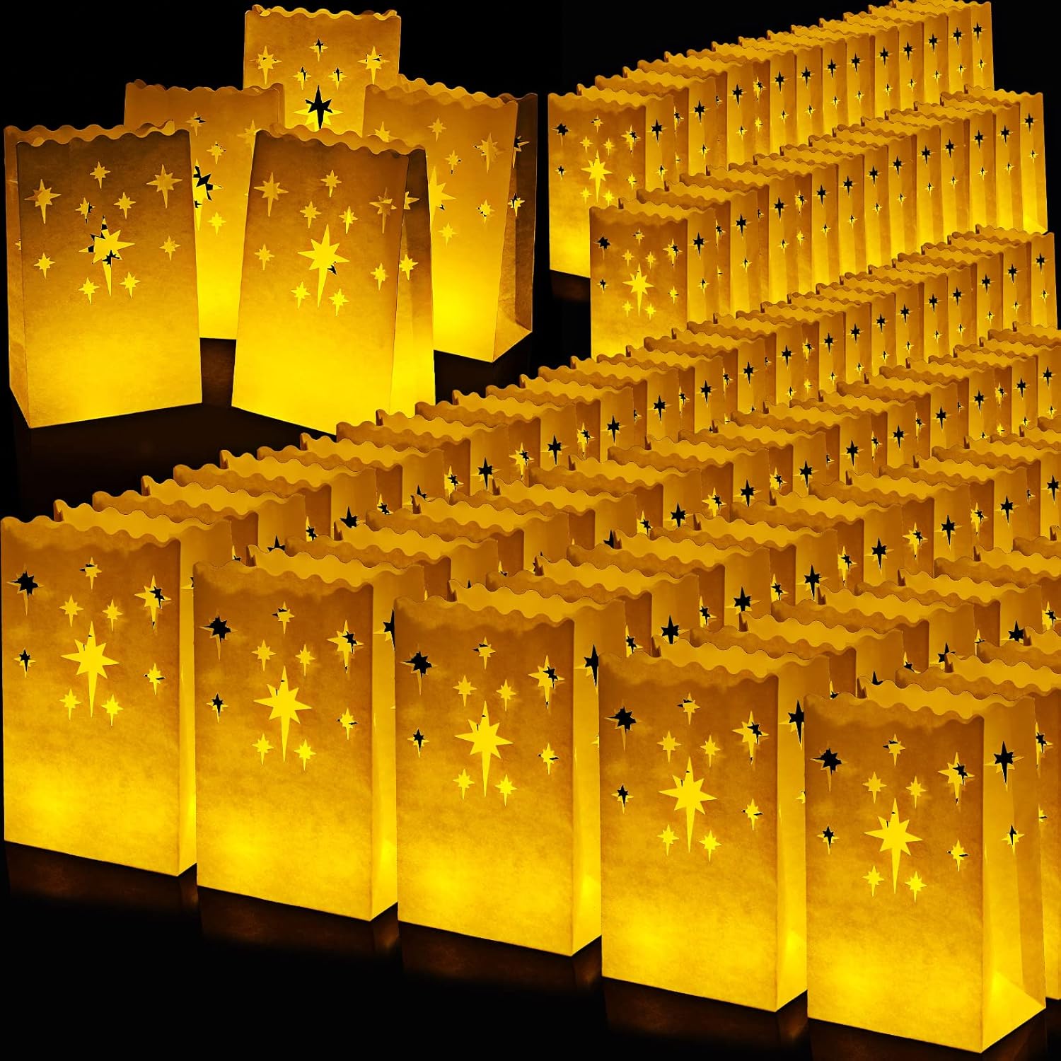 100 Pcs White Luminary Bags Christmas Luminaries Flame