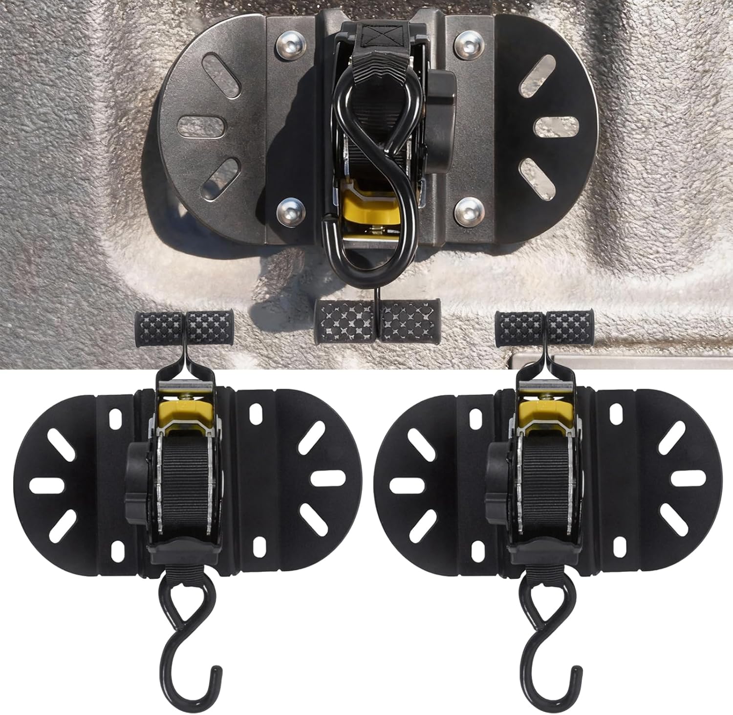 Retractable Ratchet Strap Compatible with 2015-2025 Ford F150 & 2017-2025 F250/F350/F450/F550 Super Duty, 1 Inch x 9.2 Feet(1,500lb Break Strength) Truck Bed Tie Down System (2 Pack)