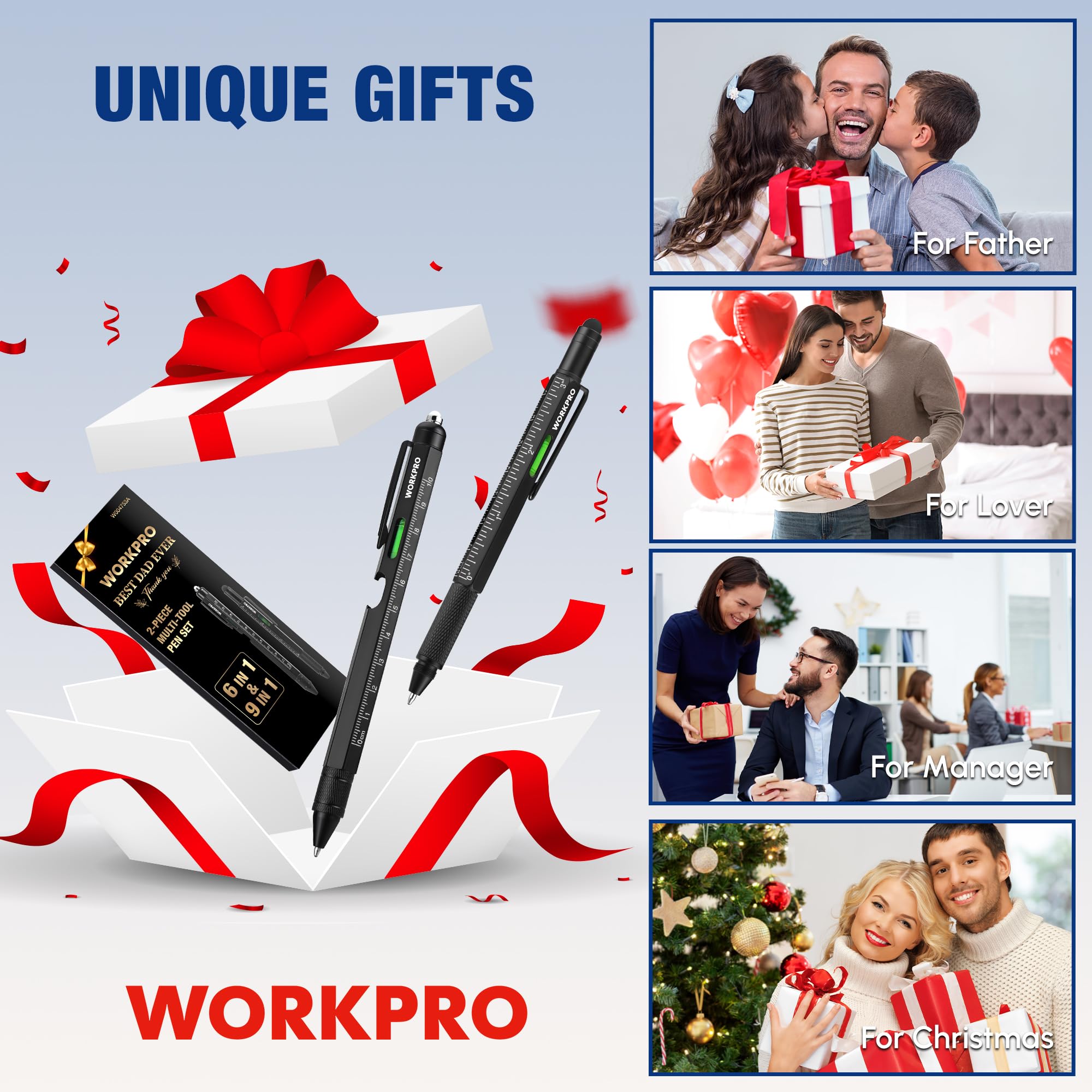 Father’s Day Gifts for Men, 9 Functions Multi-tool Pen Set, Birthday Gifts for Who Have Everything, Cool EDC Gadgets for Men, Stocking Stuffers, for Dad Grandpa Husband Him Adults Boyfriend