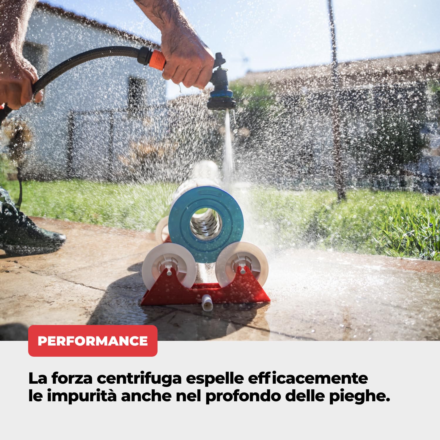 Nodi Roller – Pulitore Rotante Cartucce Filtro Piscina & Spa | Pulisce in 1 Min | Risparmia 90% Acqua | Pulito e Senza Sforzo | Compatibile 95% Cartucce | Getto Potente o Idropulitrice