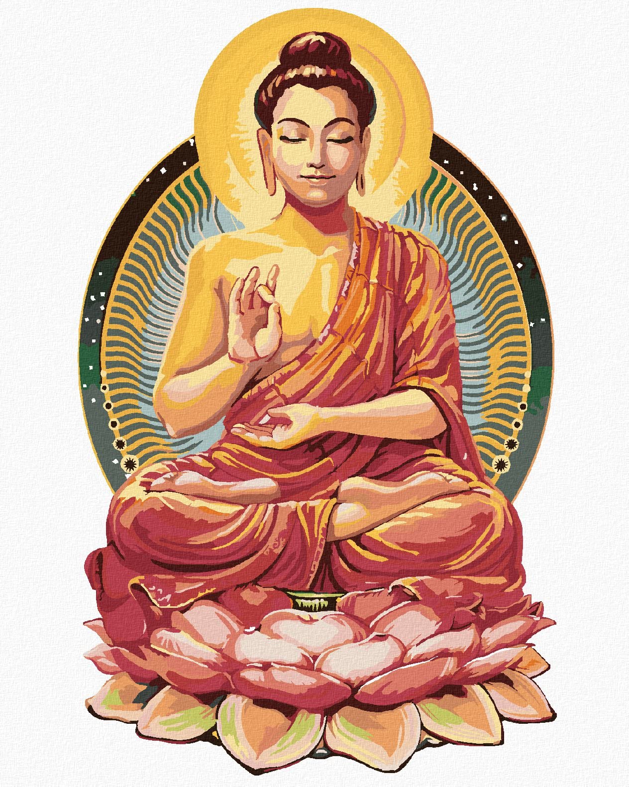 Malowanie według liczb - Średni Budda II 80 x 100 cm bez blejtramy